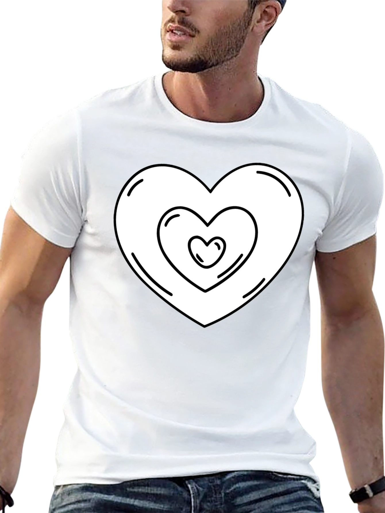 Heart Within Heart Graphic Tee - Black
