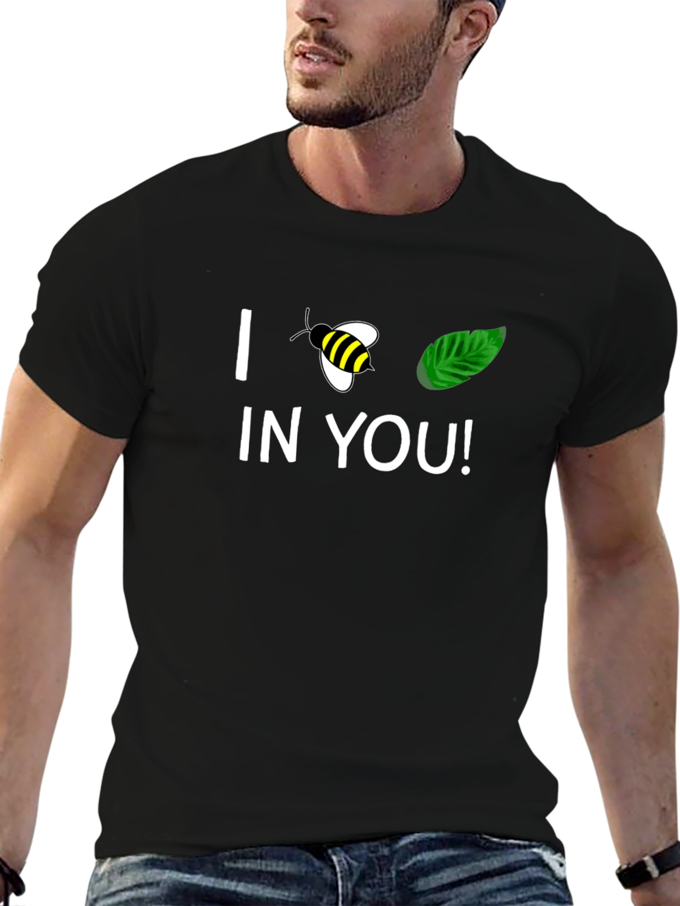 I Bee-Leaf In You Black Graphic T-Shirt