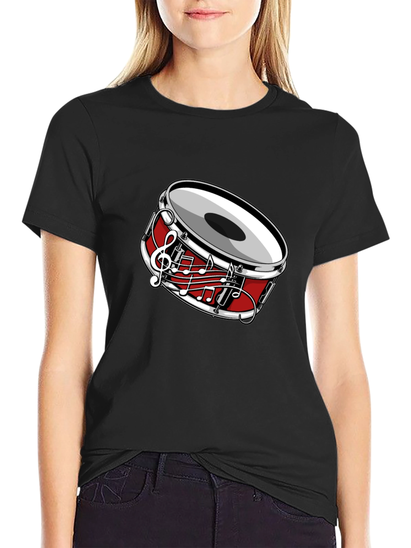 Musical Drum Graphic T-Shirt - Black
