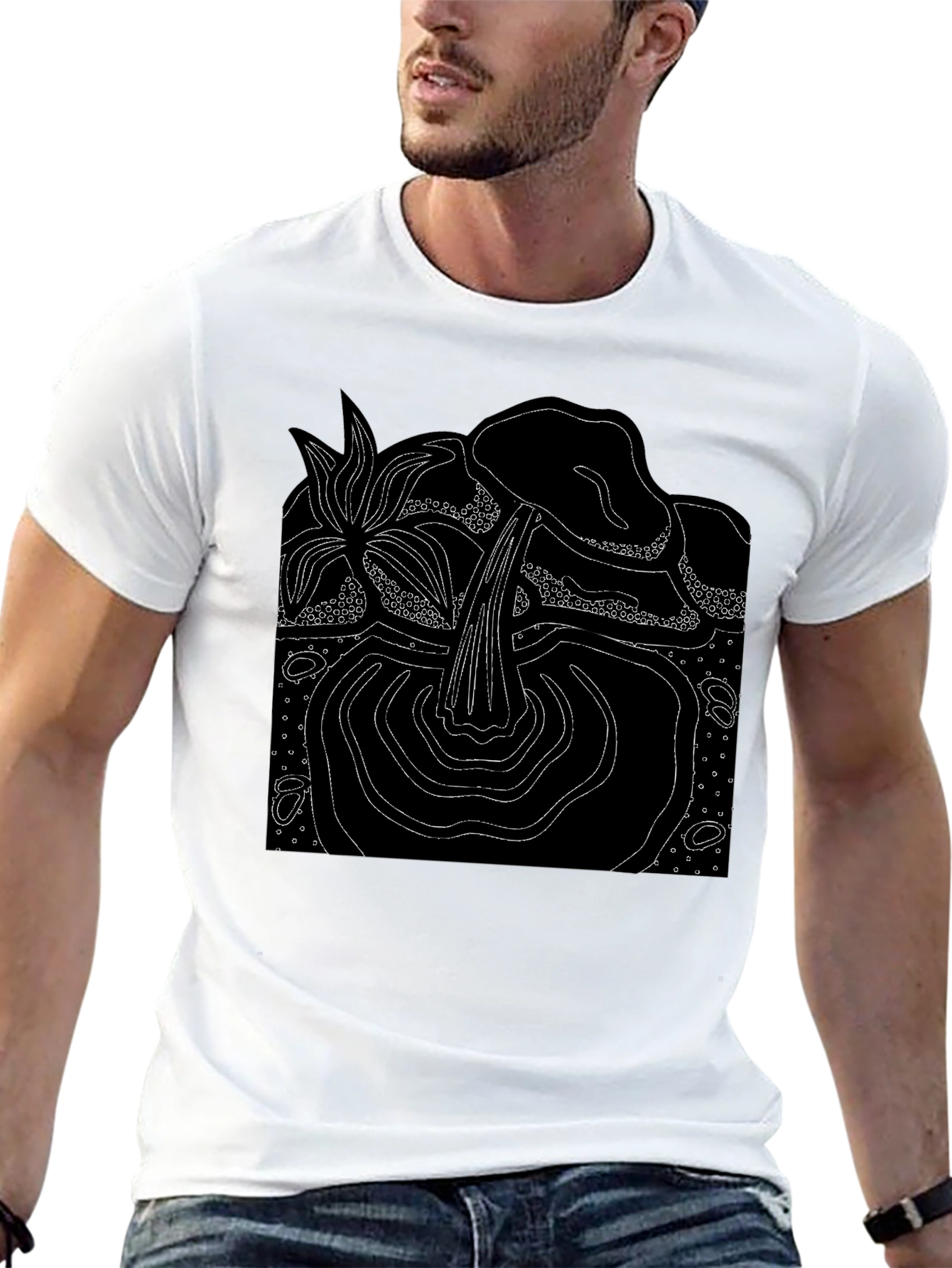 Abstract Nature Graphic Tee - Black