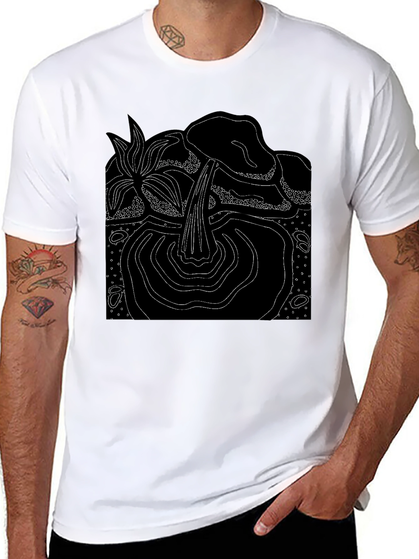 Abstract Nature Graphic Tee - Black