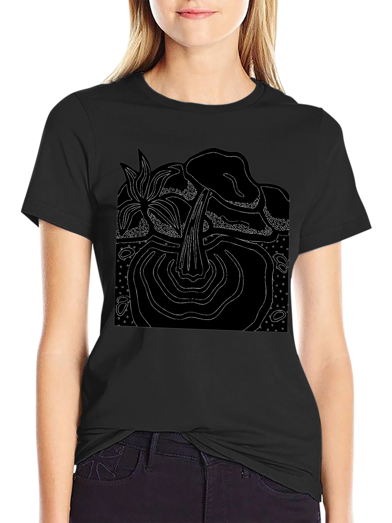 Abstract Nature Graphic Tee - Black