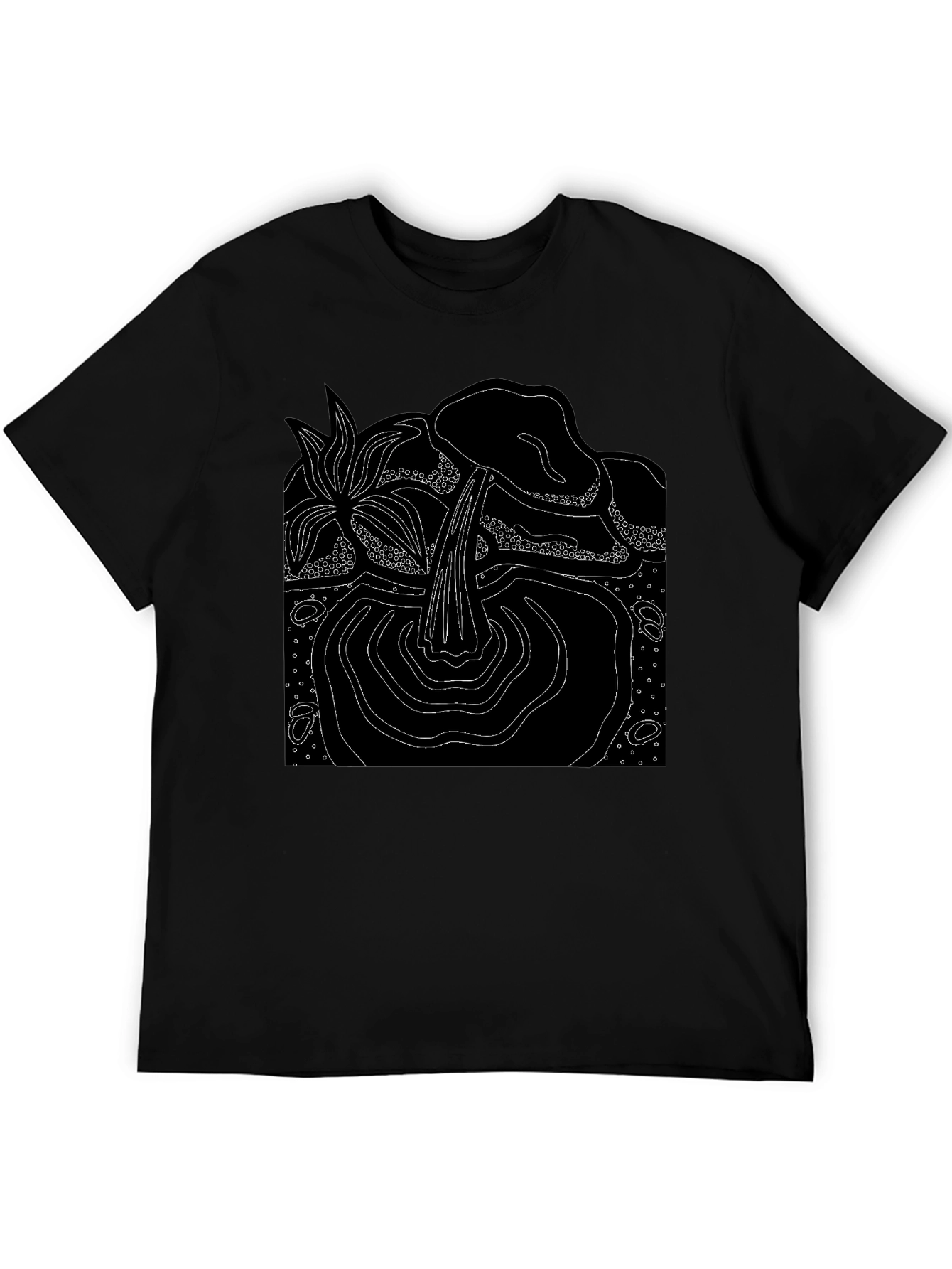 Abstract Nature Graphic Tee - Black