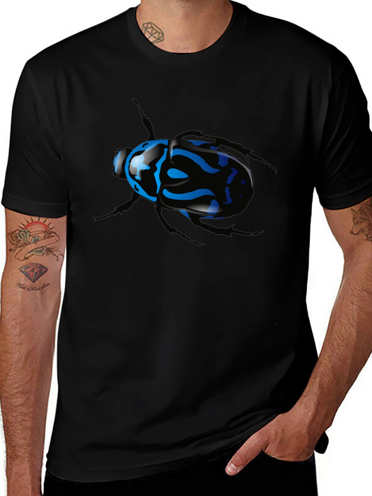 Black T-Shirt with Blue Beetle Graphic
