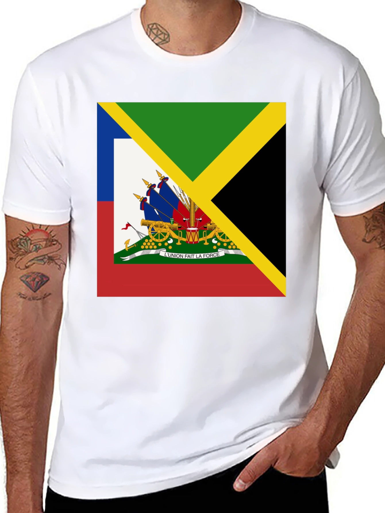Haiti Jamaica Flag Graphic T-Shirt