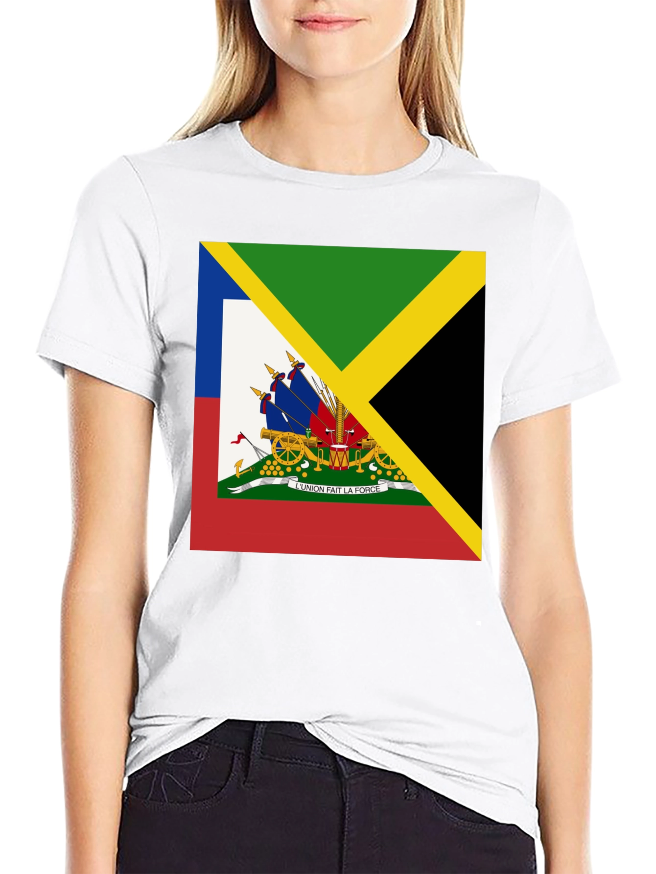 Haiti Jamaica Flag Graphic T-Shirt