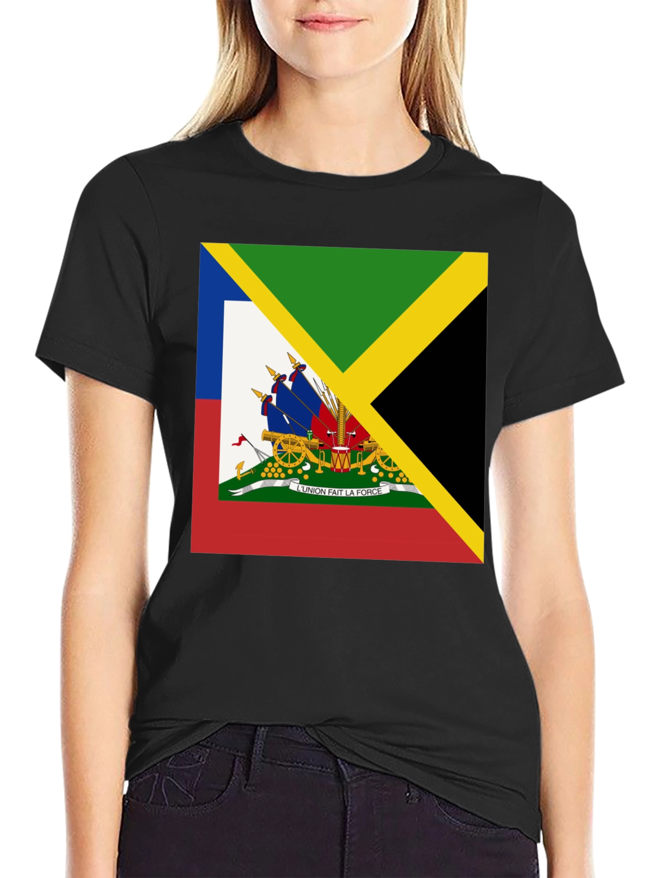 Haiti Jamaica Flag Graphic T-Shirt
