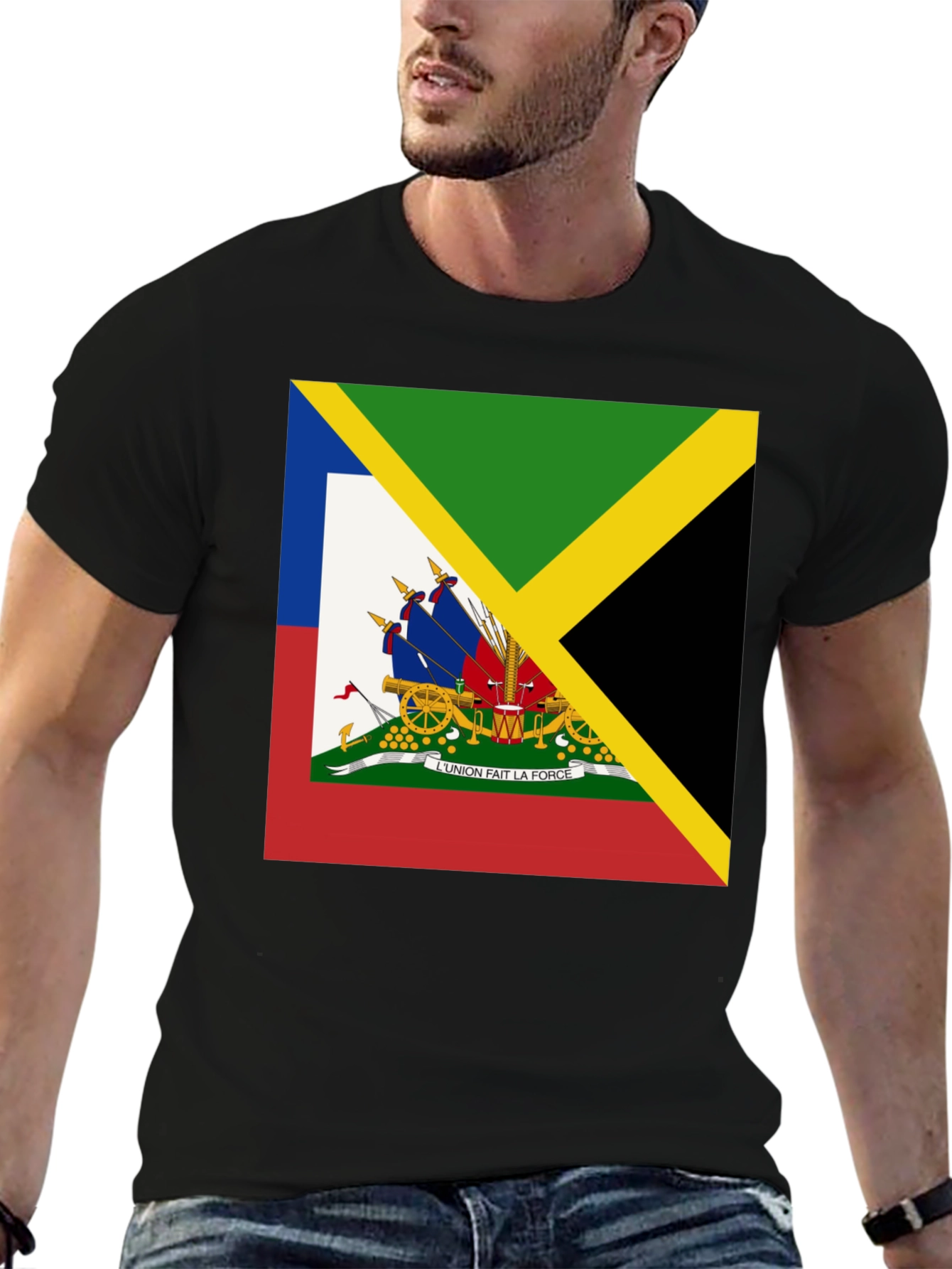 Haiti Jamaica Flag Graphic T-Shirt