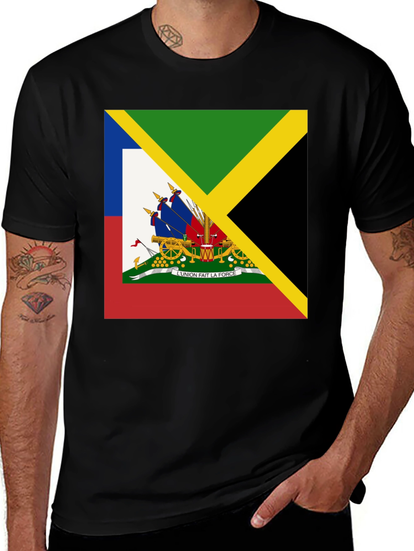 Haiti Jamaica Flag Graphic T-Shirt