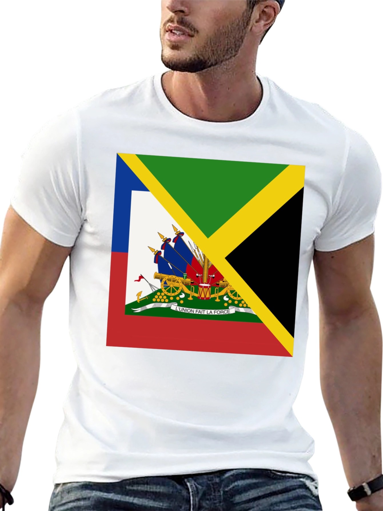 Haiti Jamaica Flag Graphic T-Shirt