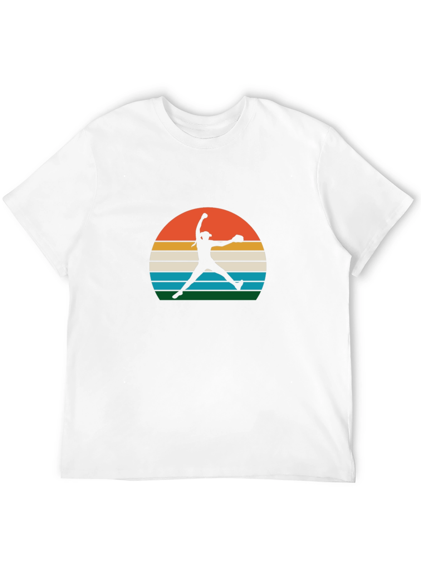 Retro Sunset Softball Pitcher Graphic Tee