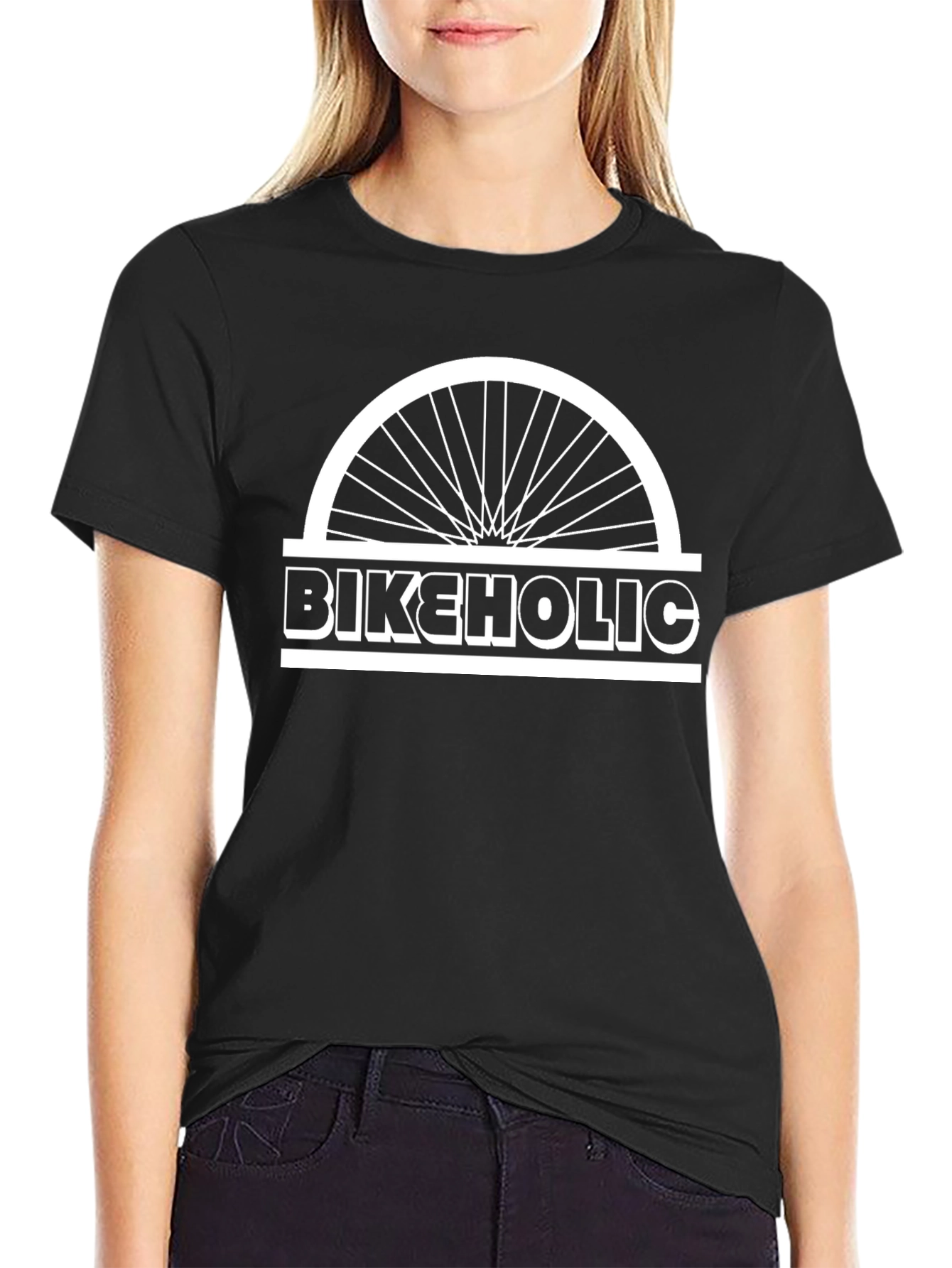 Bikeholic Graphic Tee - Black Cotton Bicycle Enthusiast T-Shirt