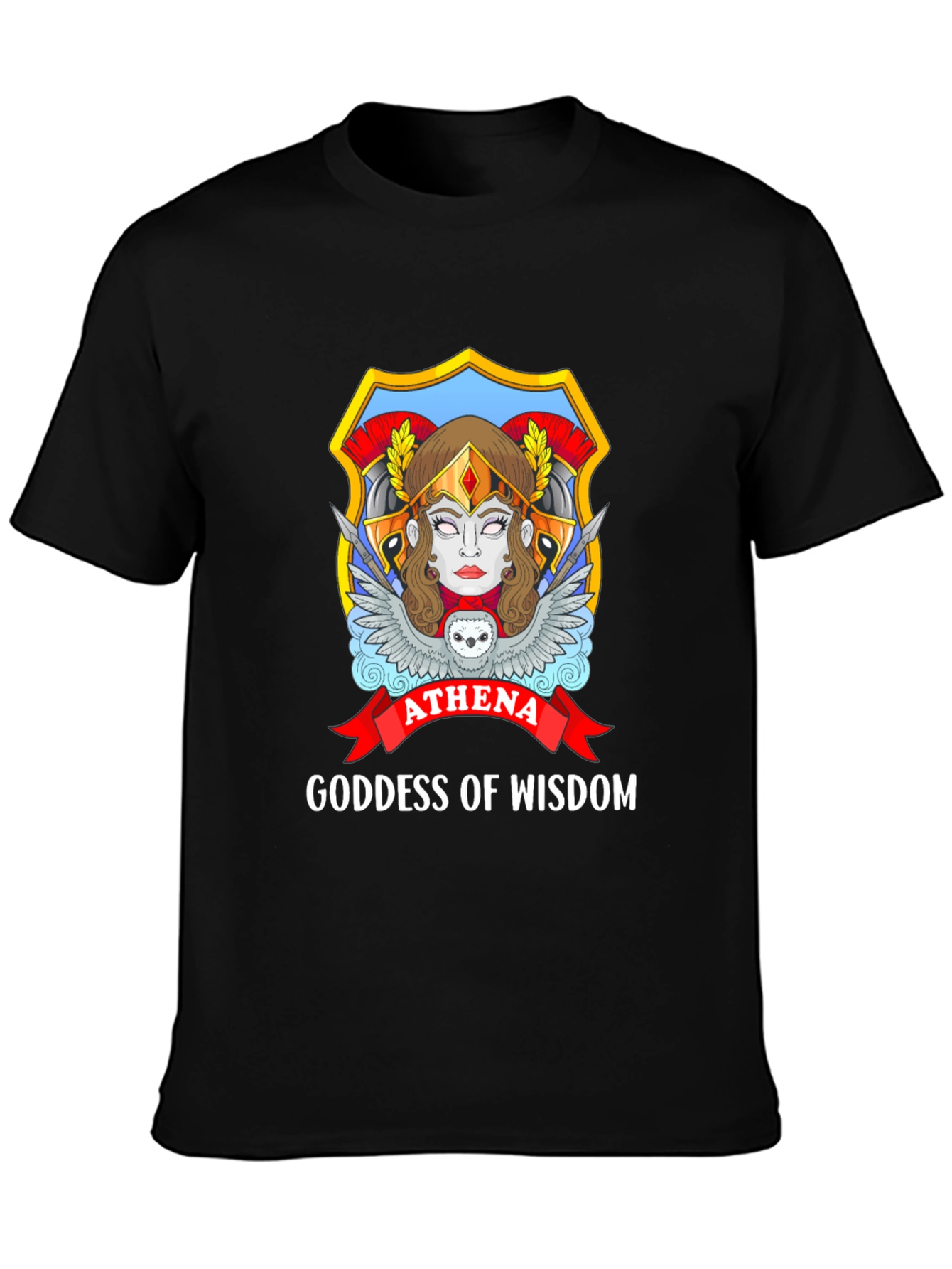 Athena Goddess of Wisdom Black T-Shirt