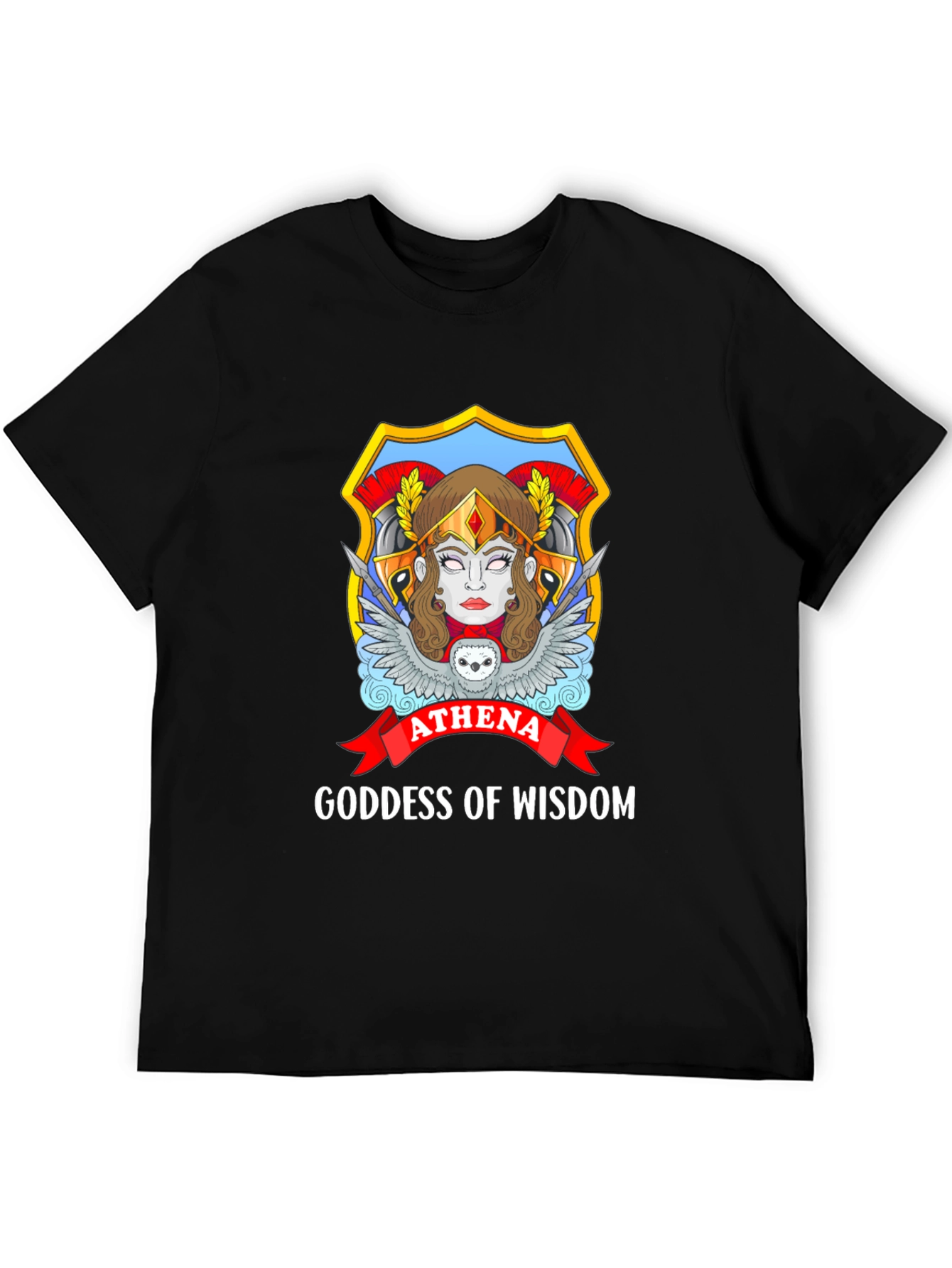 Athena Goddess of Wisdom Black T-Shirt