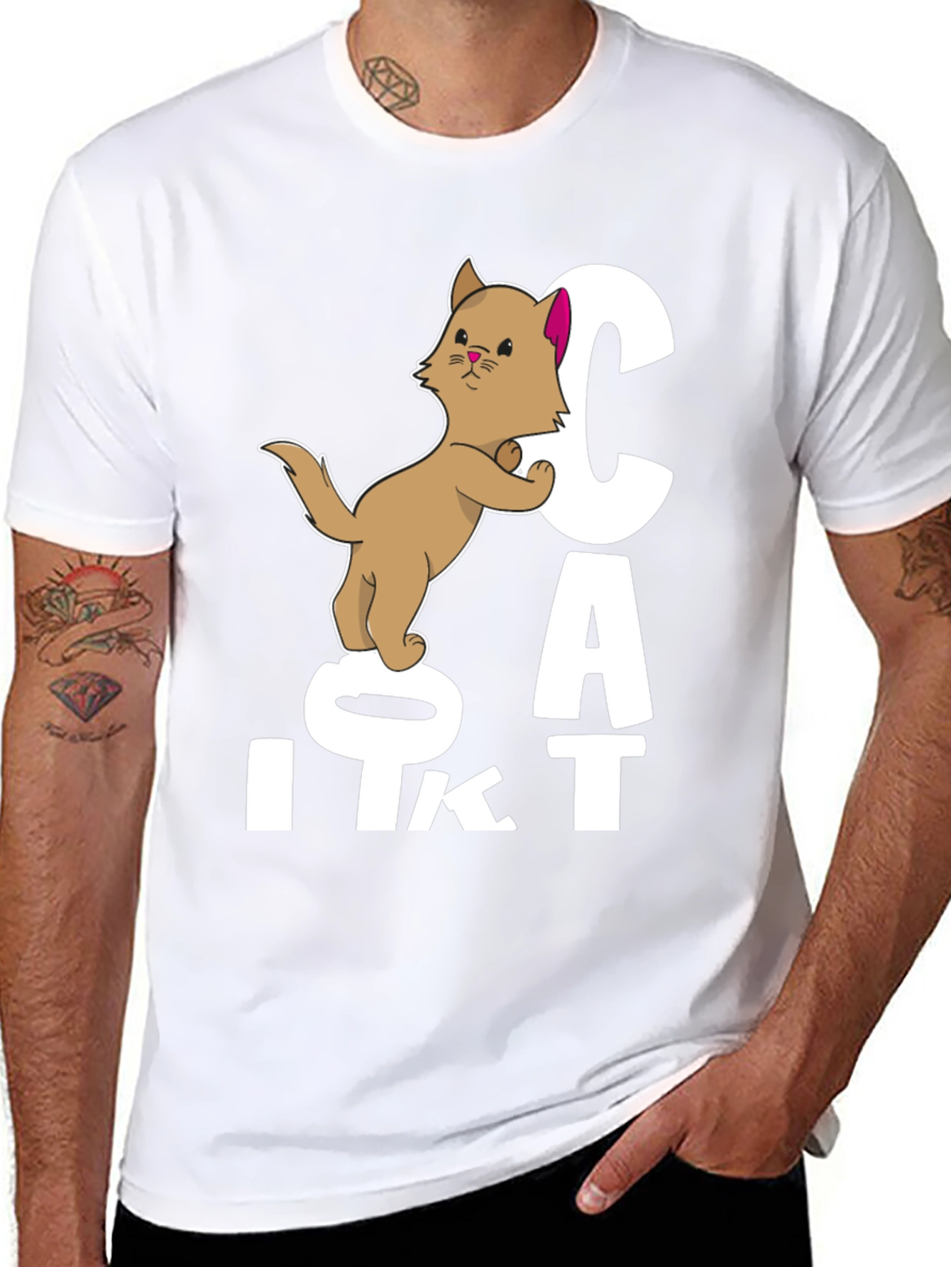Cute Cat Cartoon Graphic T-Shirt