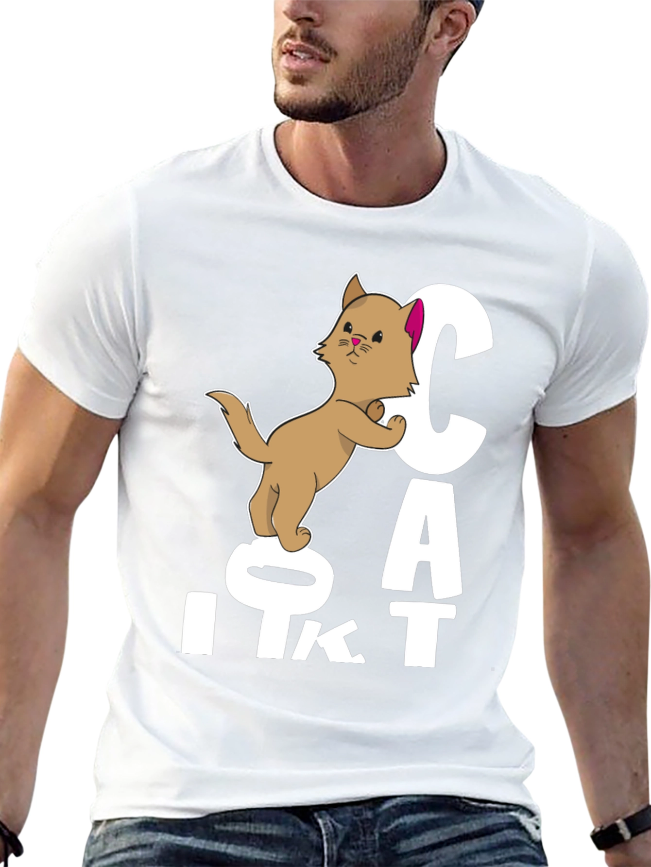 Cute Cat Cartoon Graphic T-Shirt