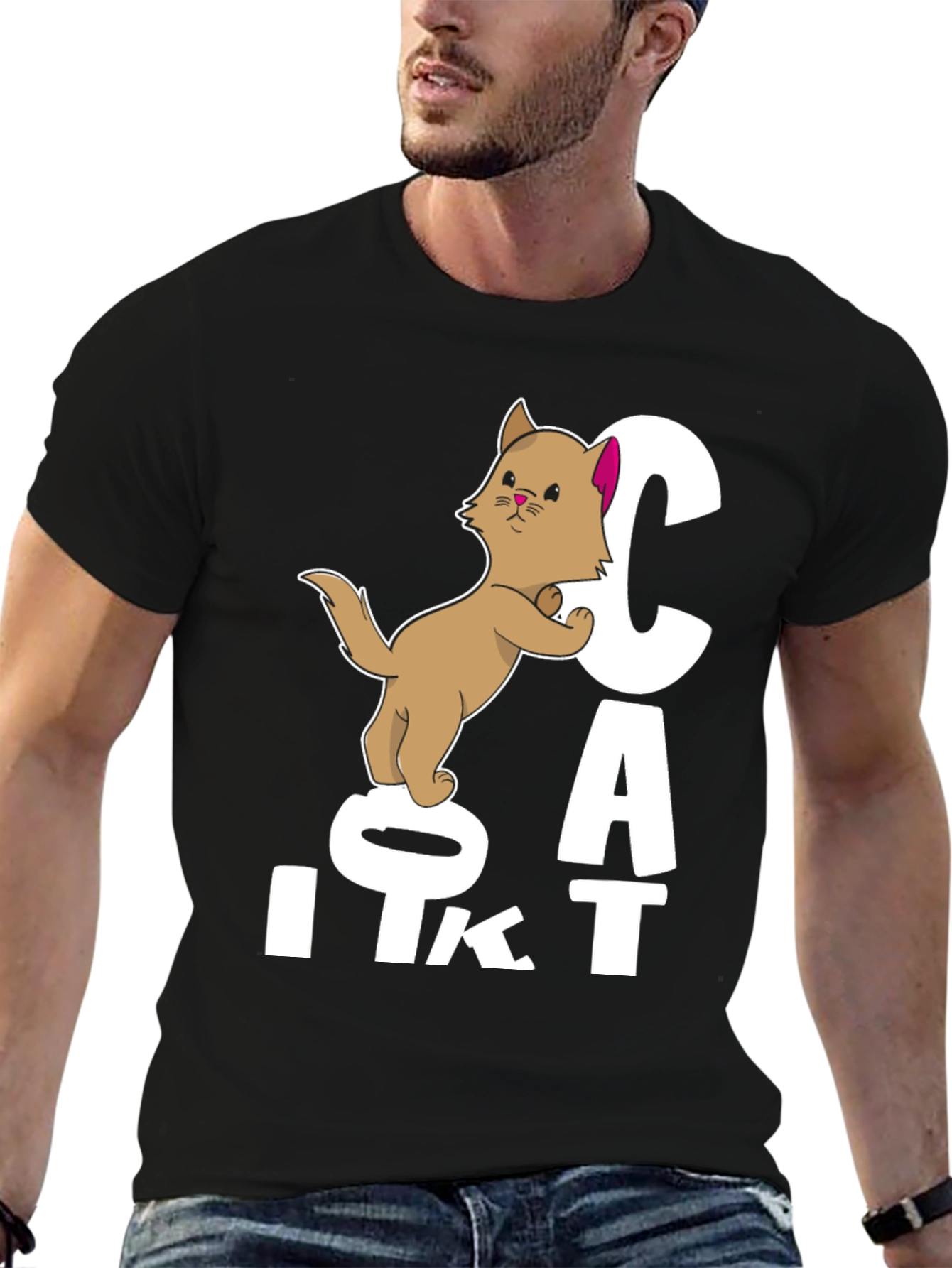 Cute Cat Cartoon Graphic T-Shirt
