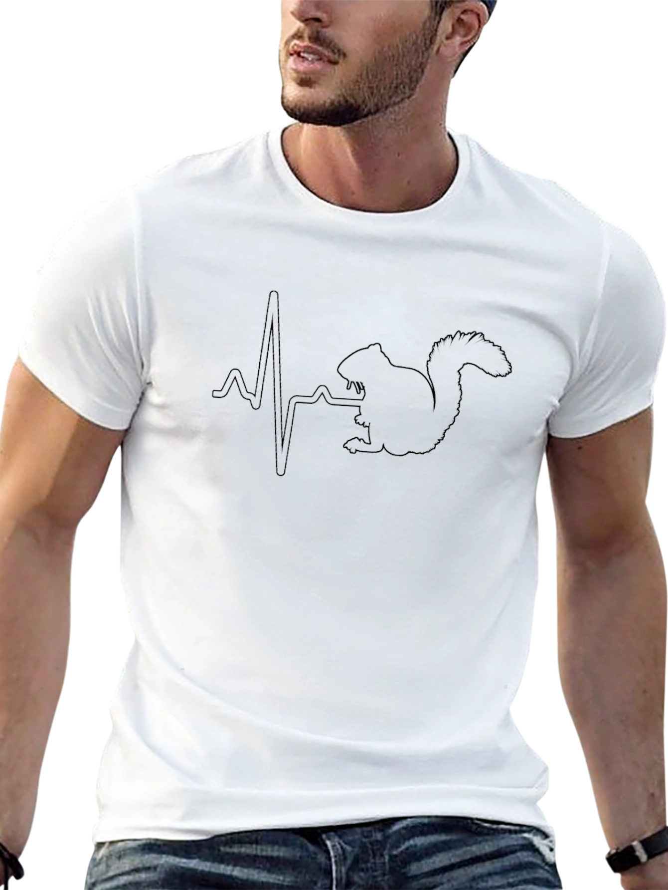 Squirrel Heartbeat Graphic Tee - Black T-Shirt