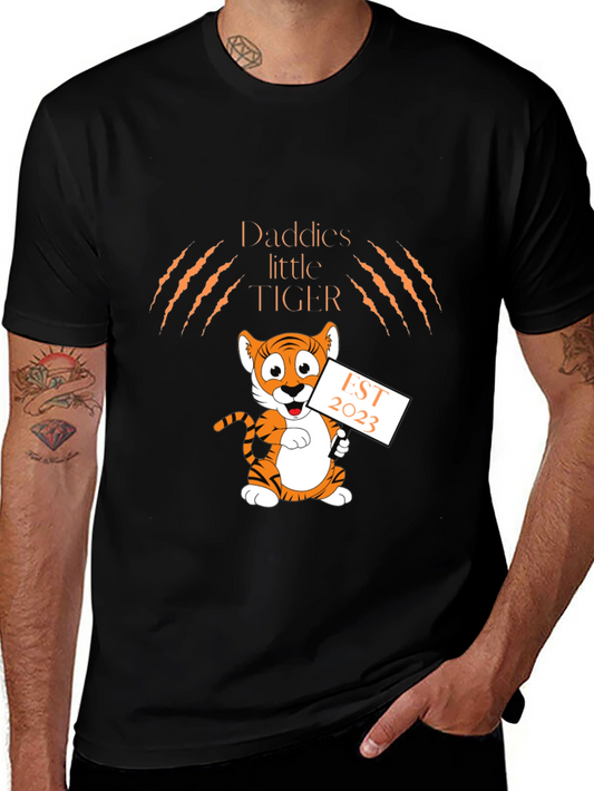 Daddys Little Tiger EST 2023 Black T-Shirt