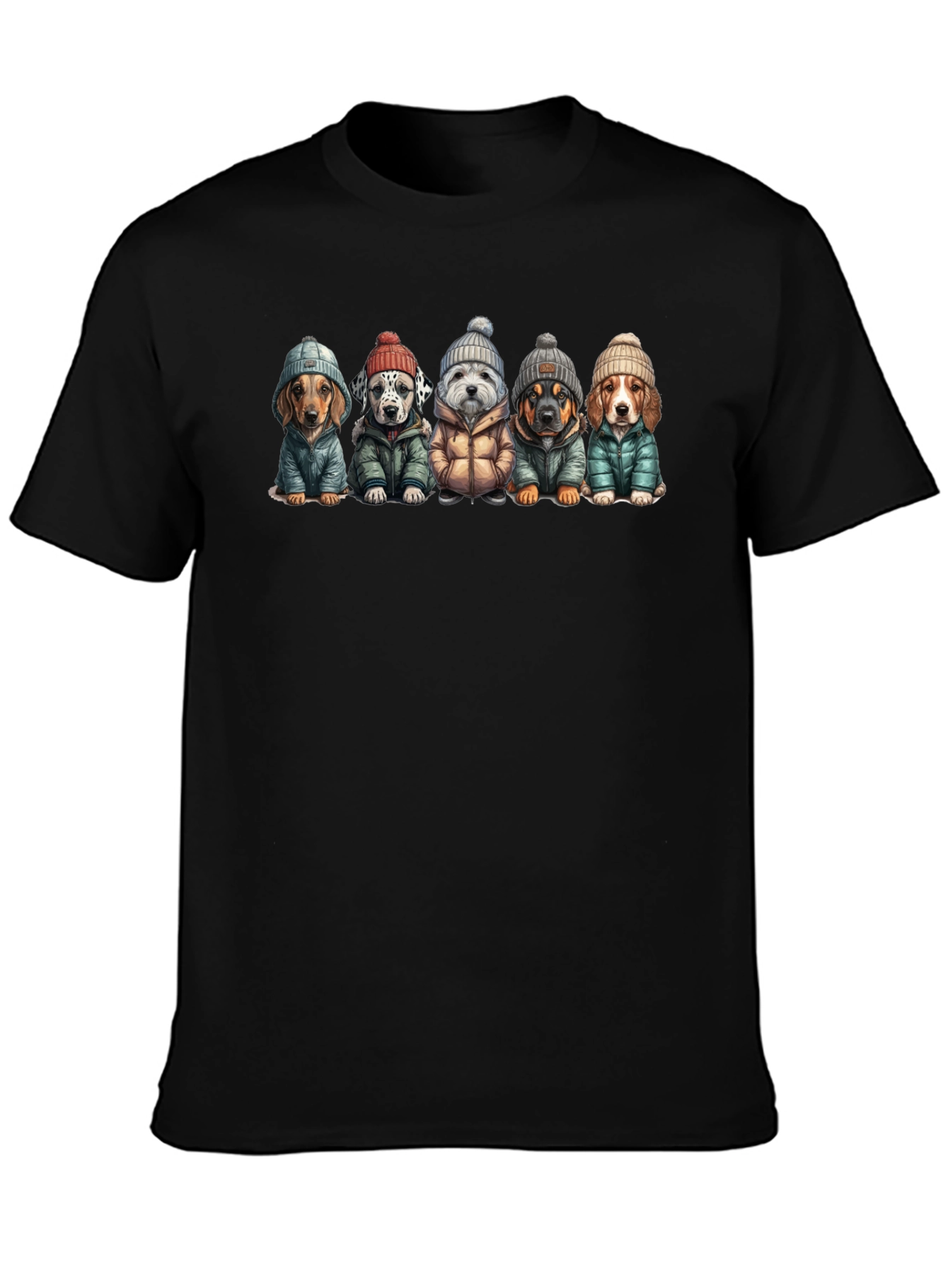 Dog Breed Winter Apparel Black T-Shirt