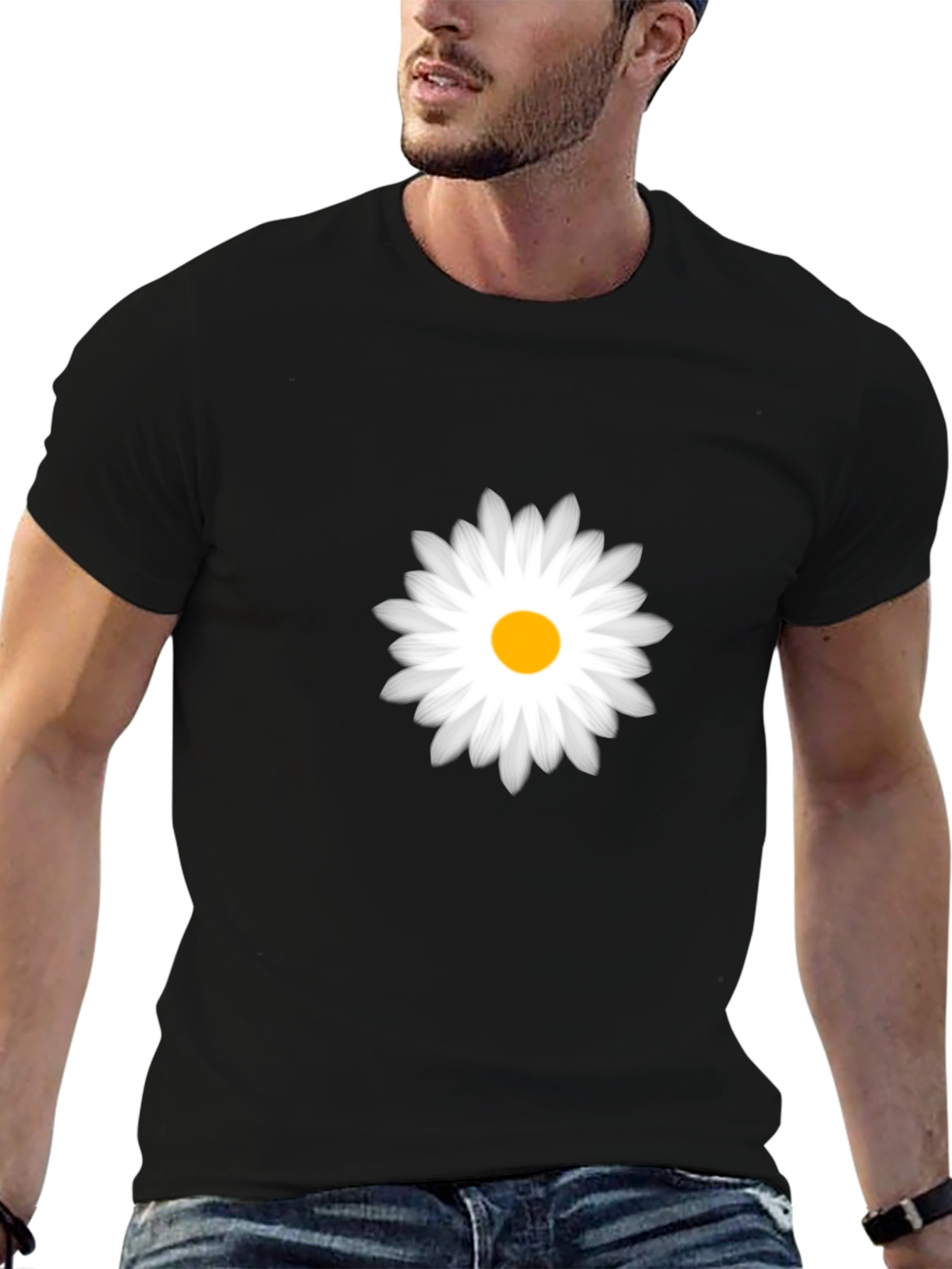 Daisy Graphic Black T-Shirt - Soft Cotton Blend