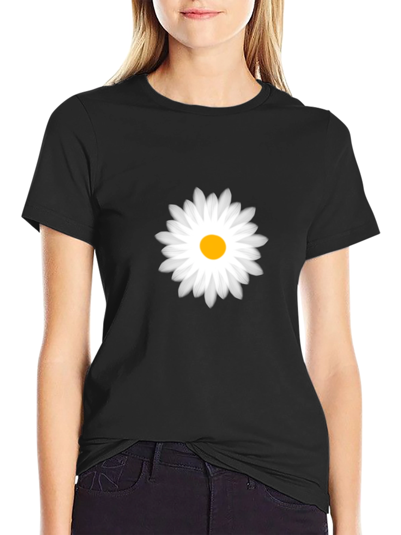 Daisy Graphic Black T-Shirt - Soft Cotton Blend
