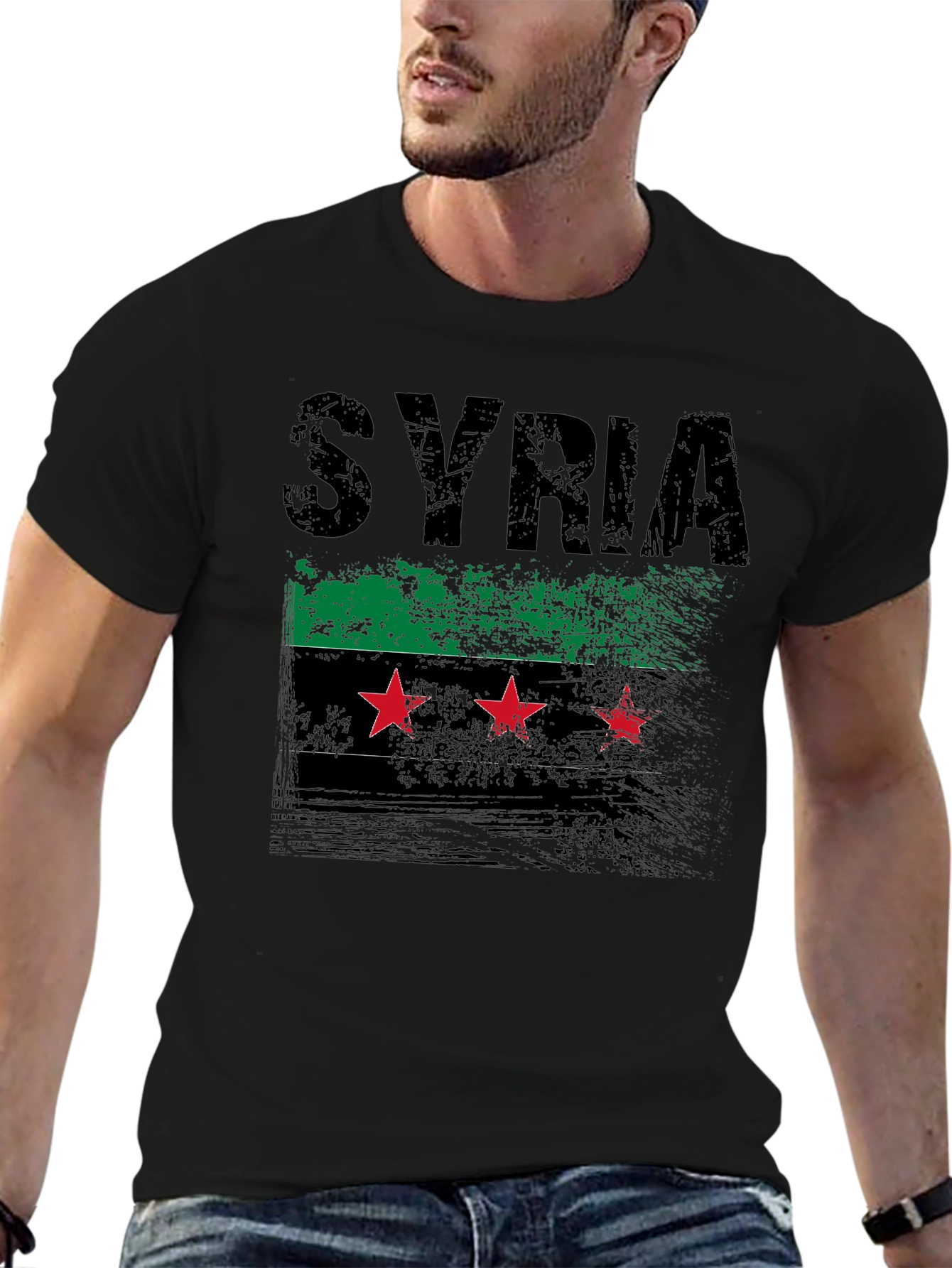 Syria Flag Distressed Graphic T-Shirt