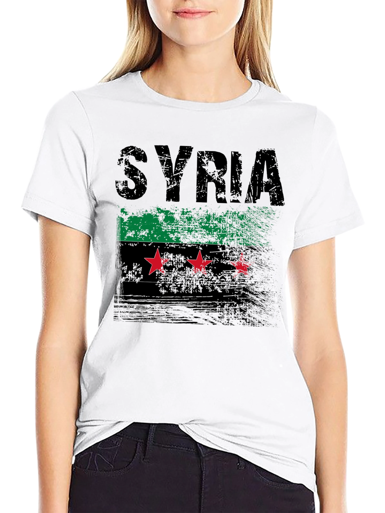 Syria Flag Distressed Graphic T-Shirt