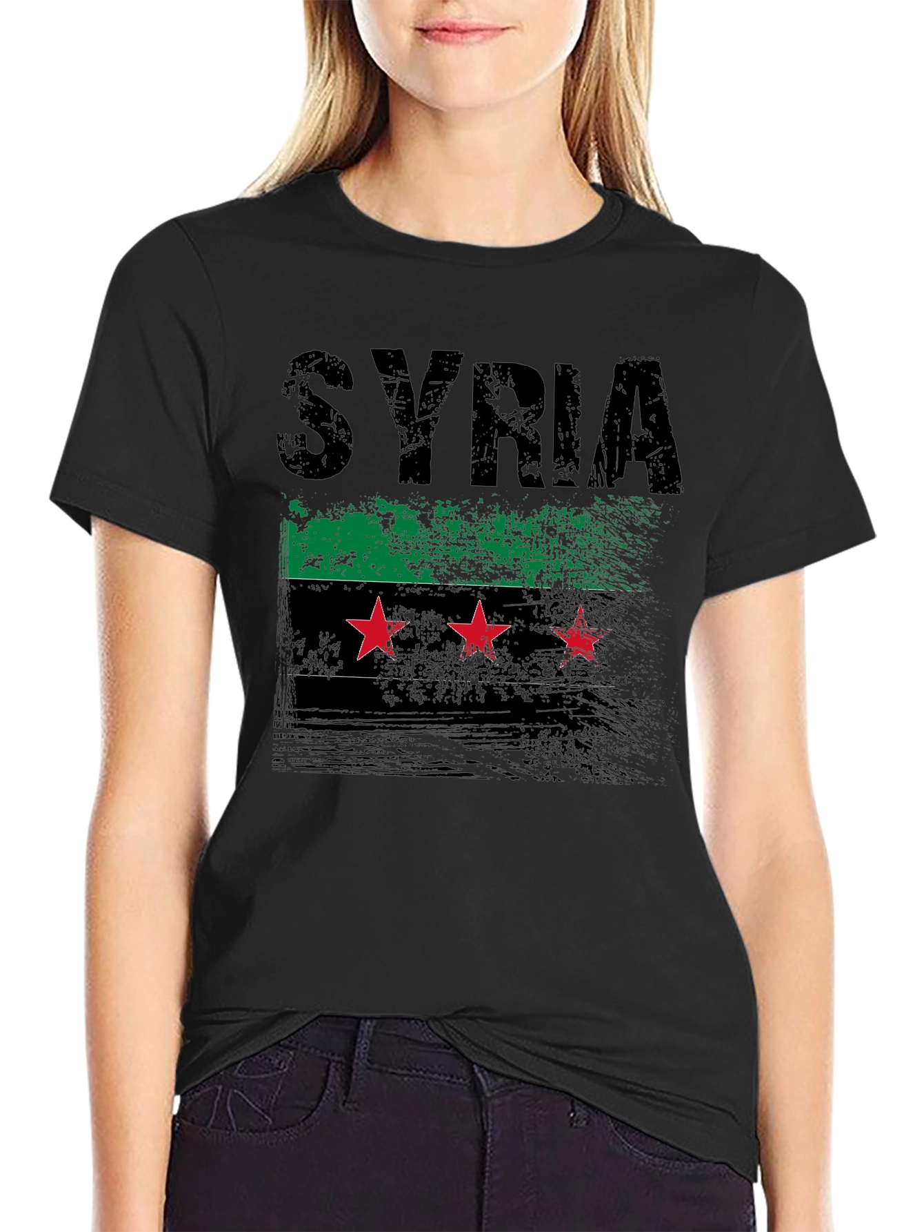 Syria Flag Distressed Graphic T-Shirt