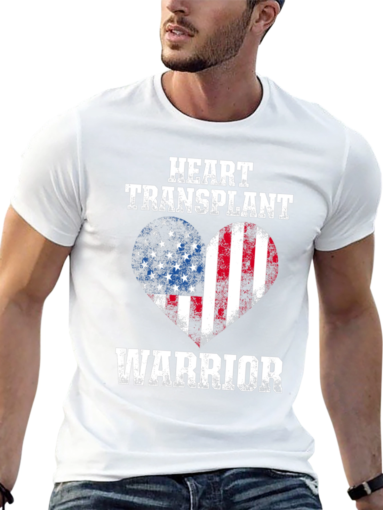 Heart Transplant Warrior USA Flag T-Shirt