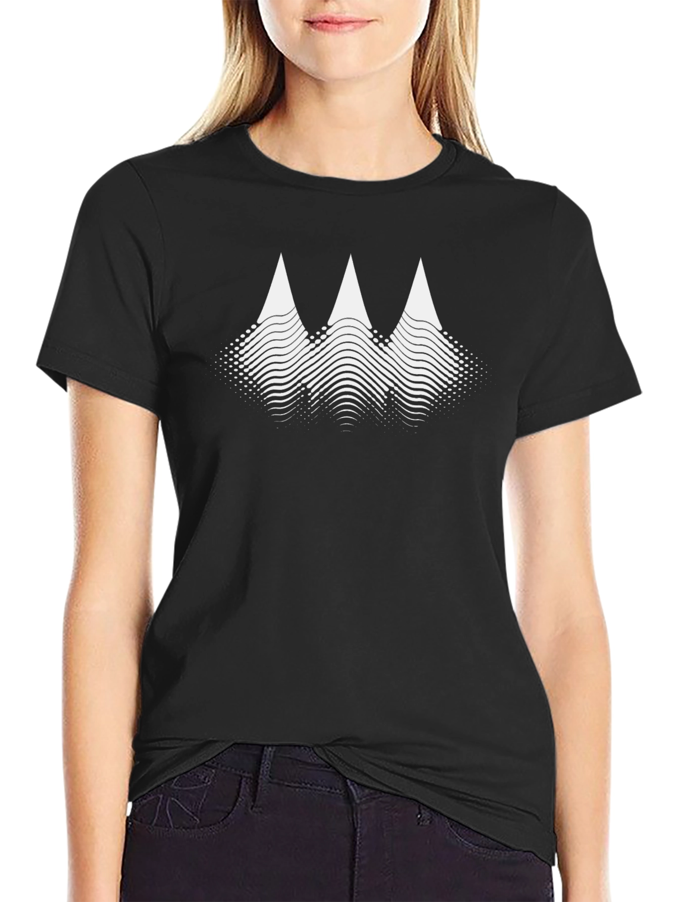 Abstract Mountain Peaks Graphic Tee - Black