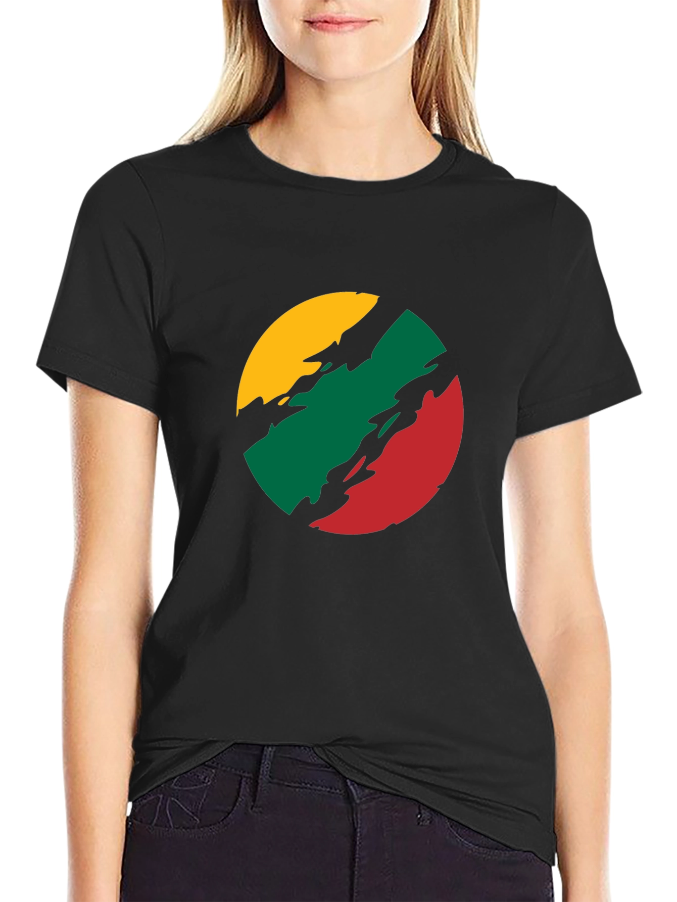 Lithuanian Flag T-Shirt - Black Crew Neck Tee