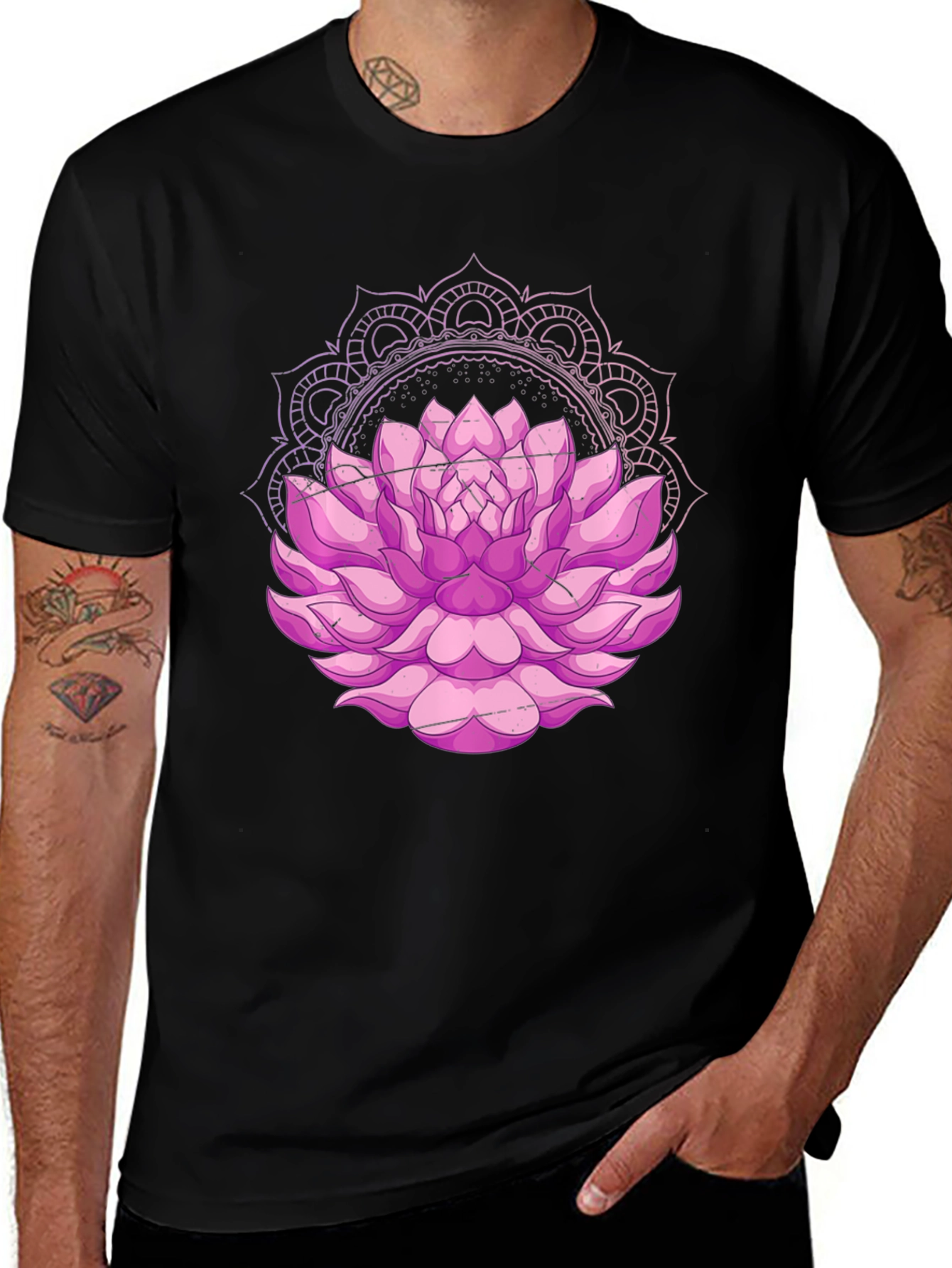 Lotus Mandala Black Tee