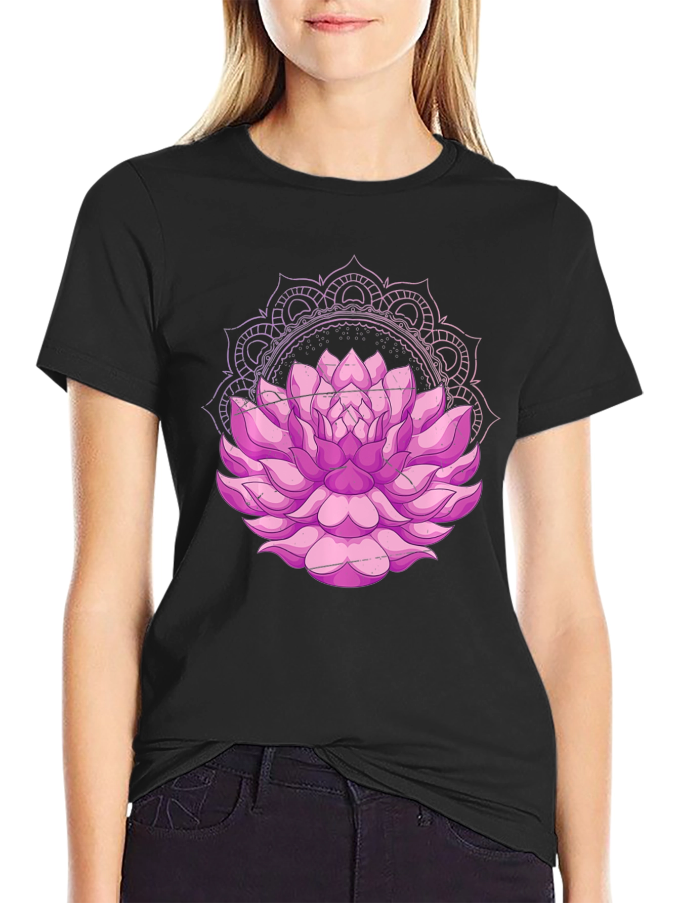 Lotus Mandala Black Tee