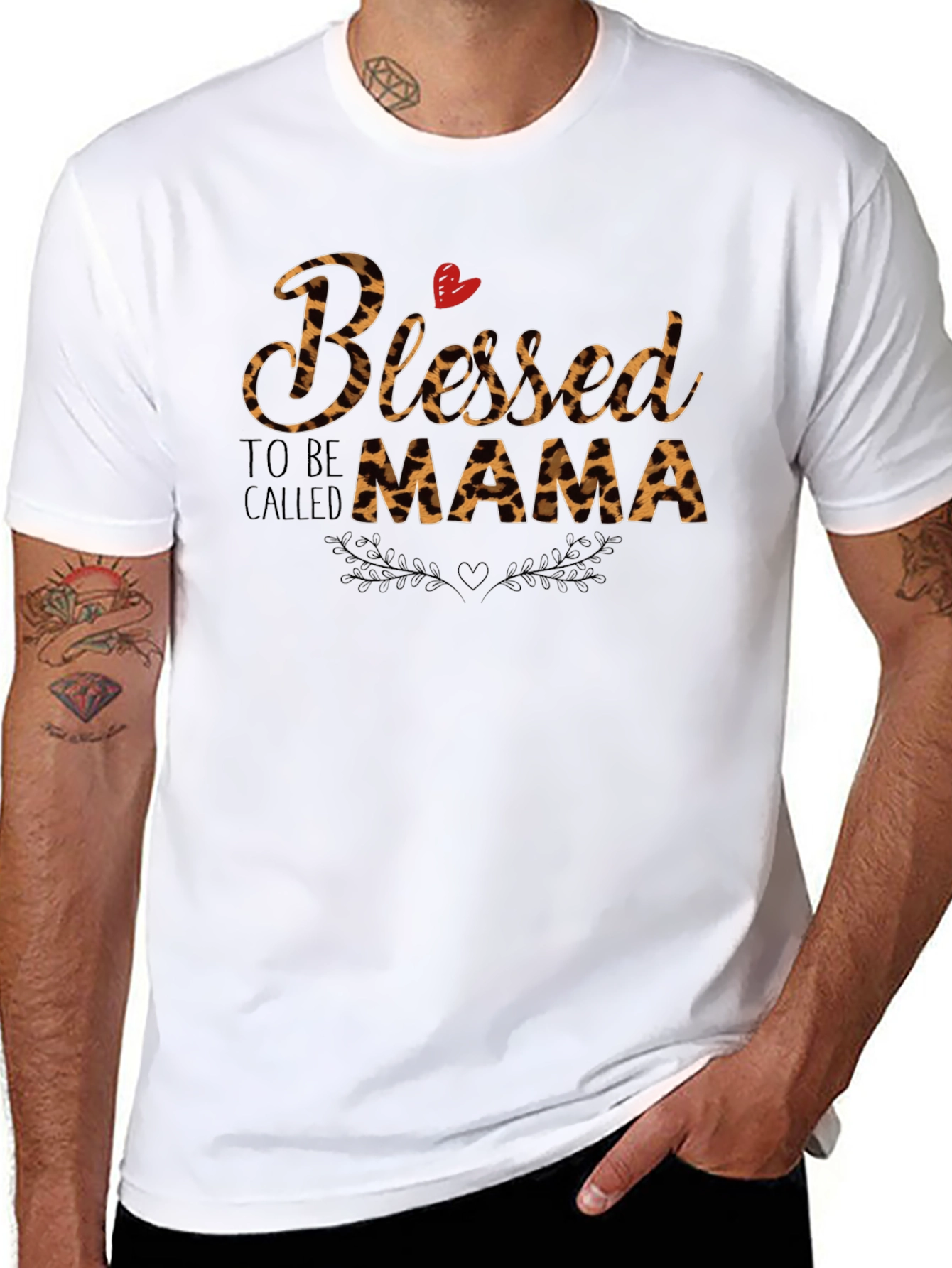 Blessed Mama Leopard Print Graphic Tee