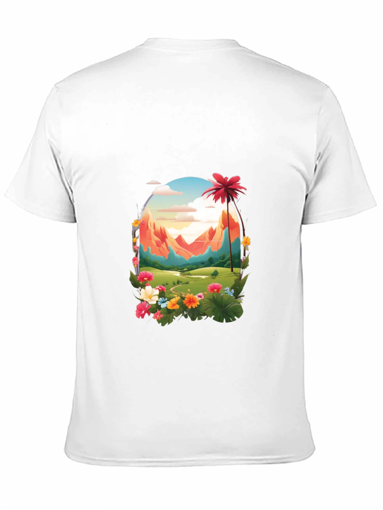 Tropical Mountain Graphic Black T-Shirt
