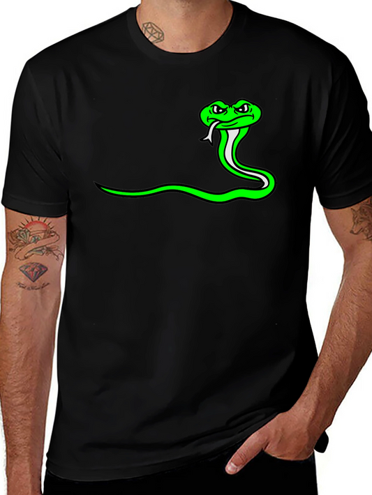 Green Snake Graphic Tee - Black Casual Shirt