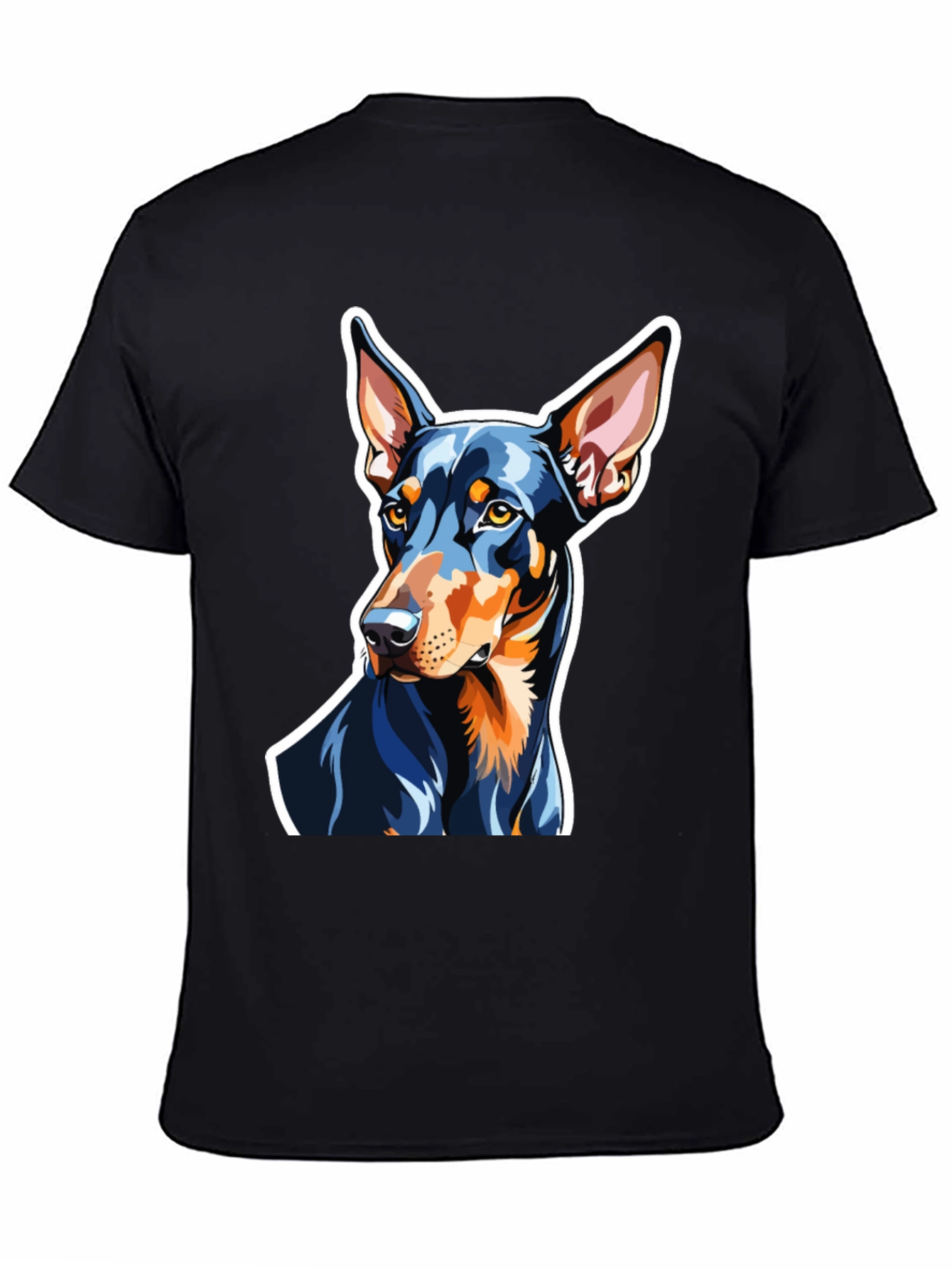 Doberman Dog Graphic Print Black T-Shirt