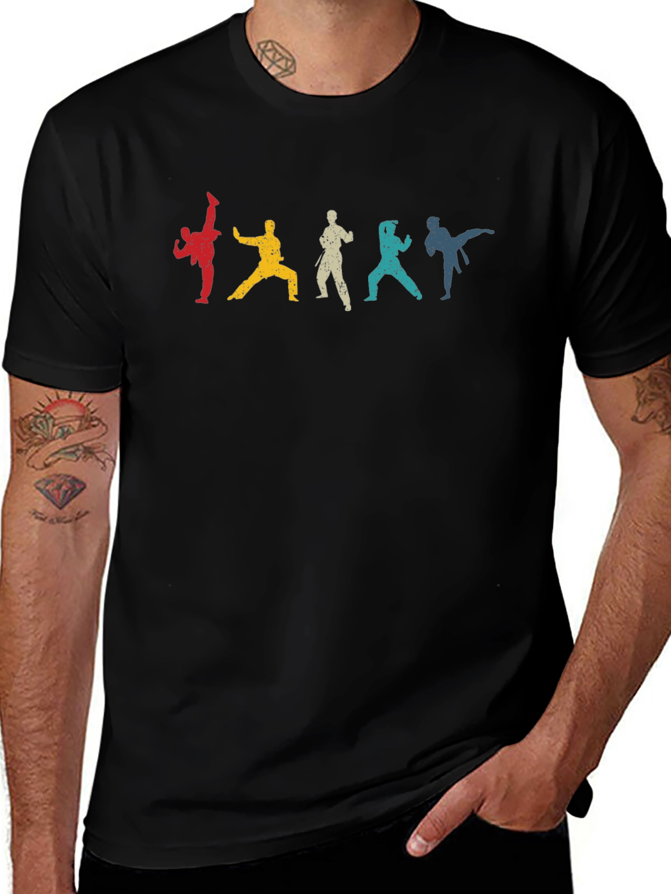 Karate Silhouettes Black T-Shirt