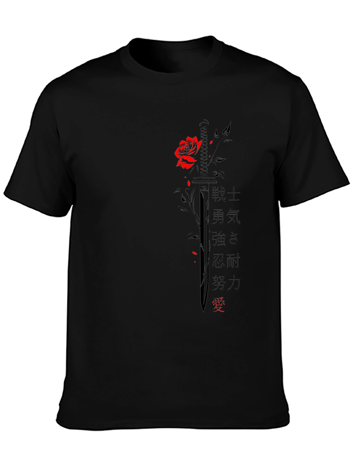 Rose & Sword Graphic T-Shirt - Black