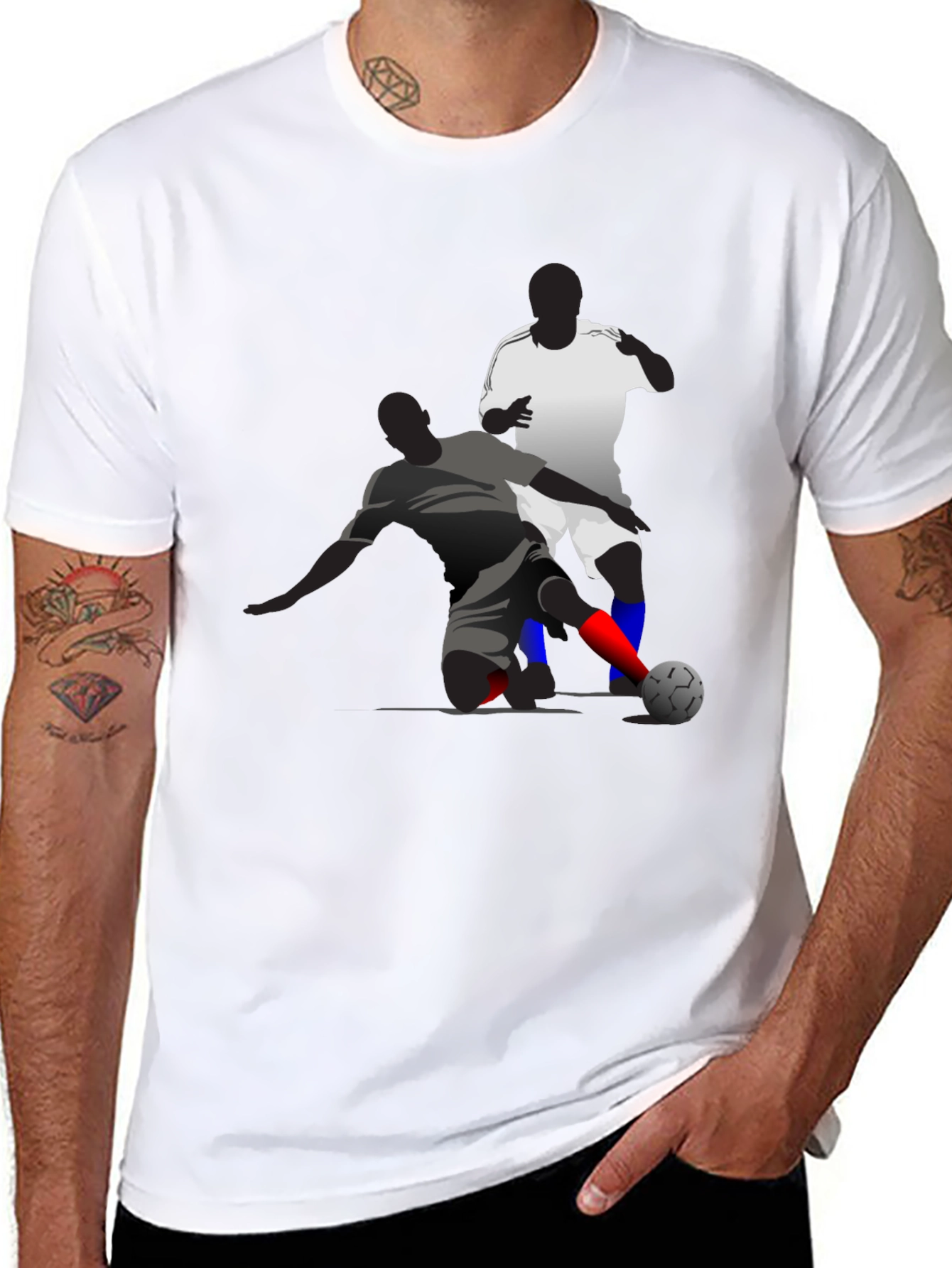 Soccer Graphic Tee - Black Cotton Blend T-Shirt
