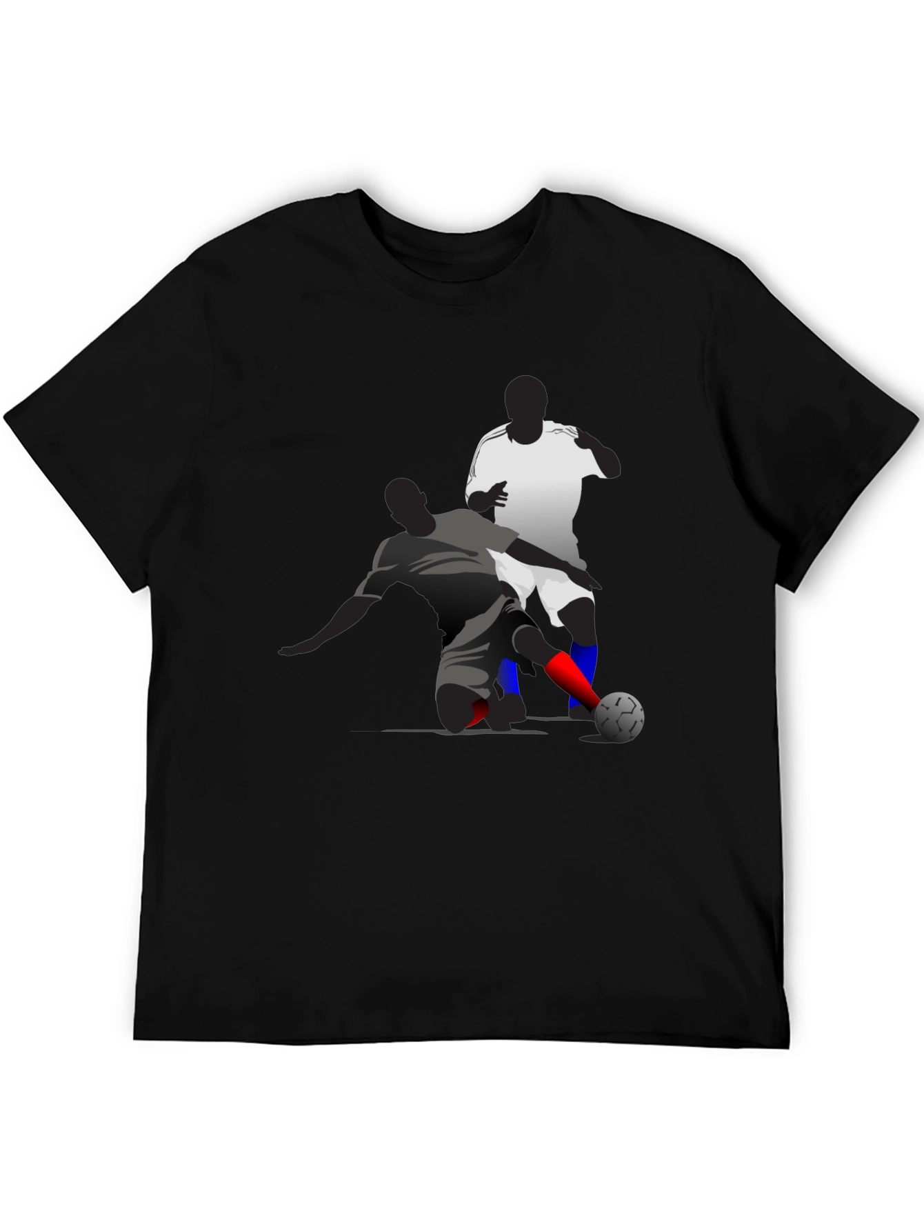 Soccer Graphic Tee - Black Cotton Blend T-Shirt