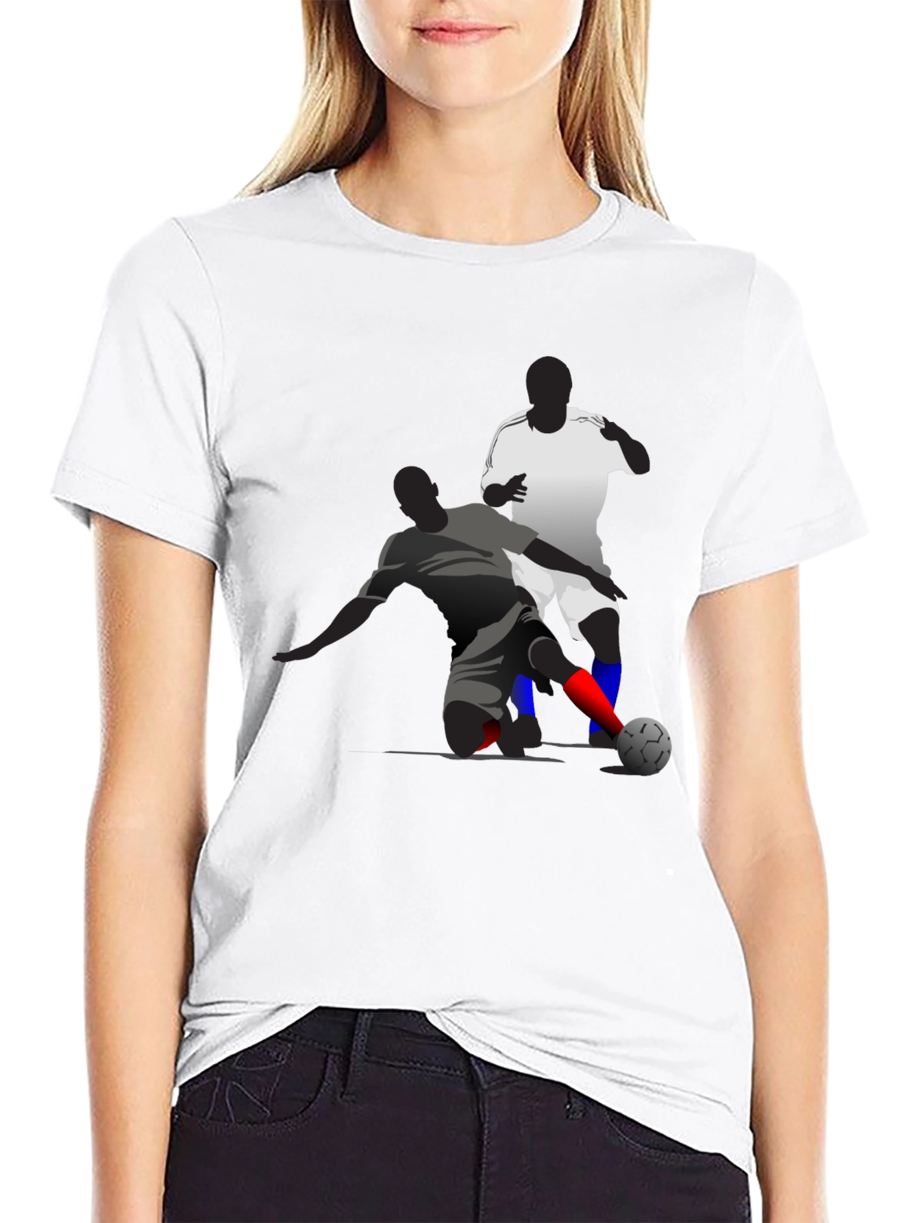 Soccer Graphic Tee - Black Cotton Blend T-Shirt