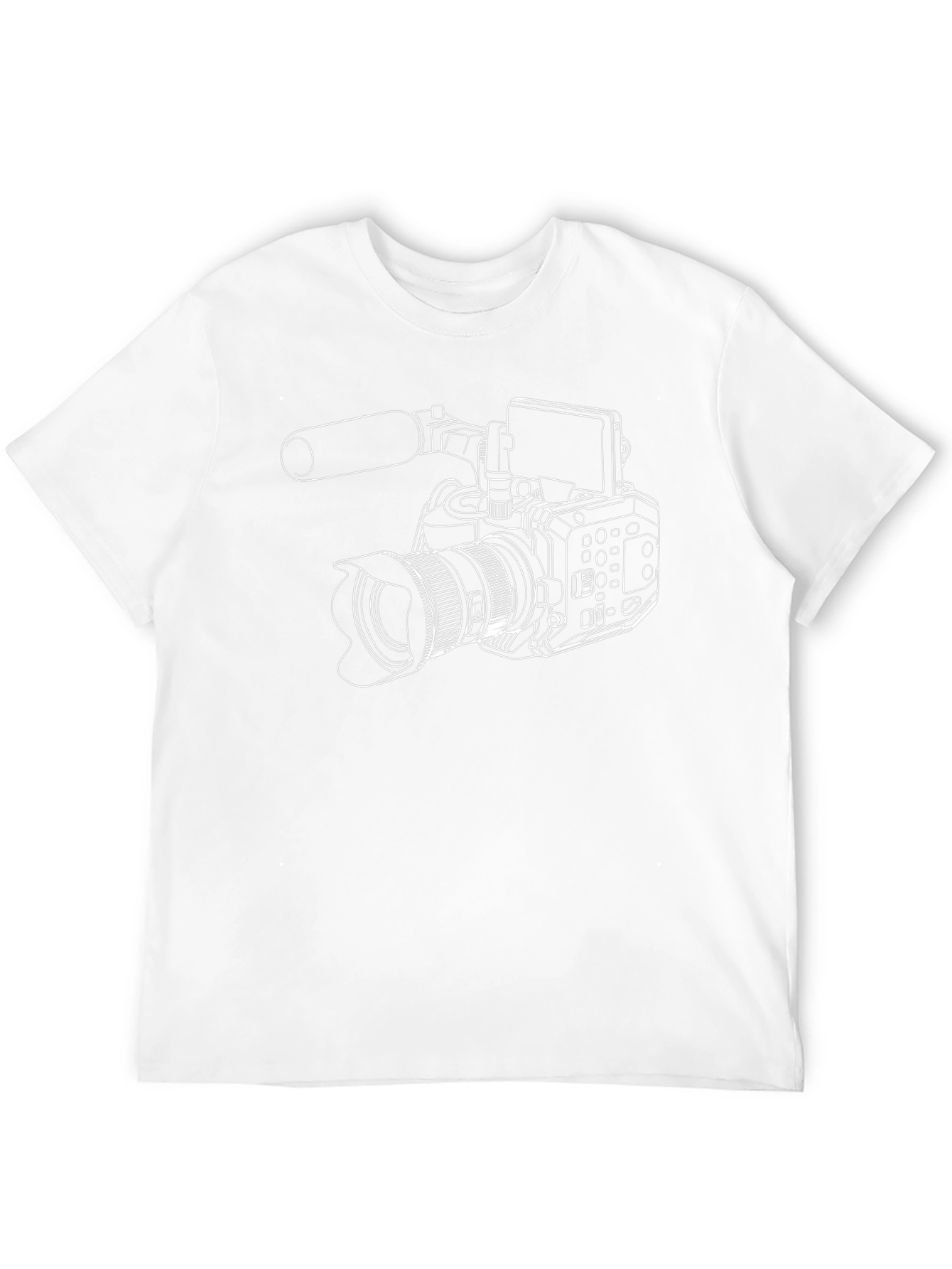 Camera Outline T-Shirt - Black Crew Neck Graphic Tee