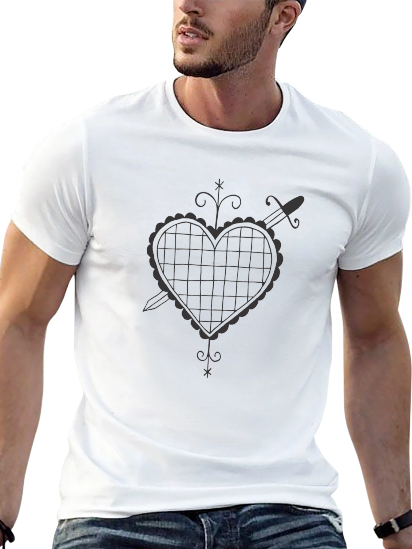 Heart & Dagger Graphic Tee - Mens Black T-Shirt