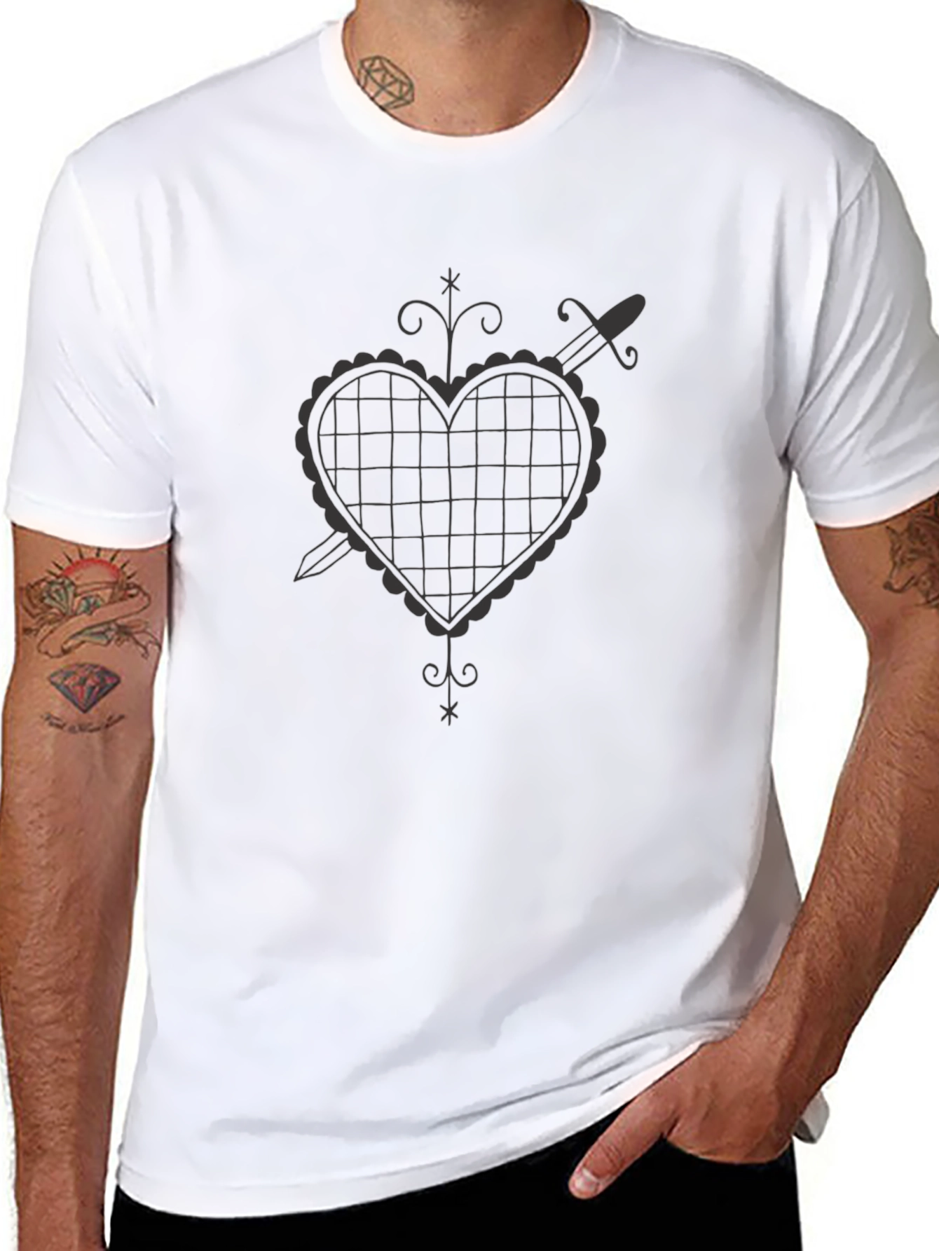 Heart & Dagger Graphic Tee - Mens Black T-Shirt