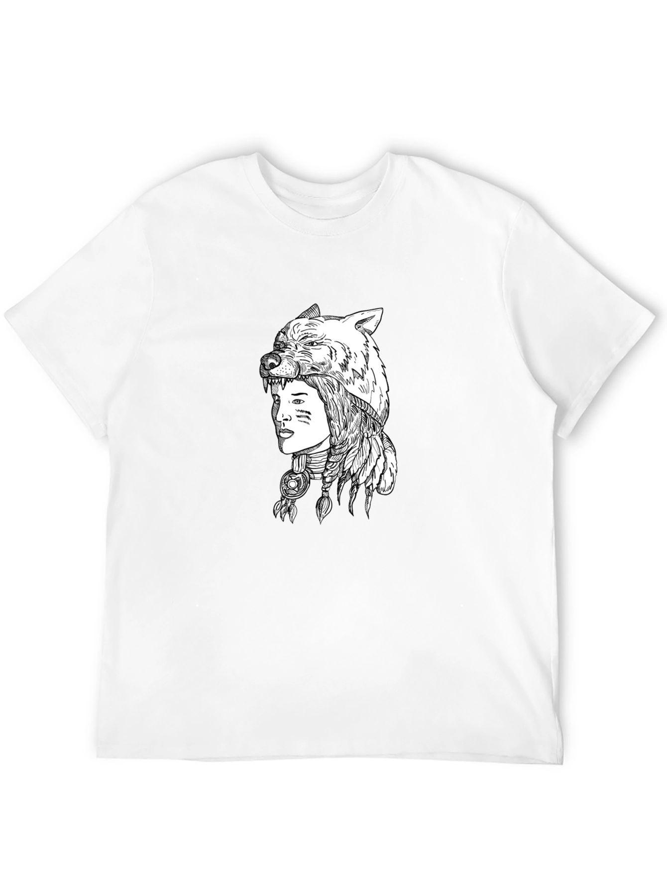 Native American Wolf Headdress Graphic Tee