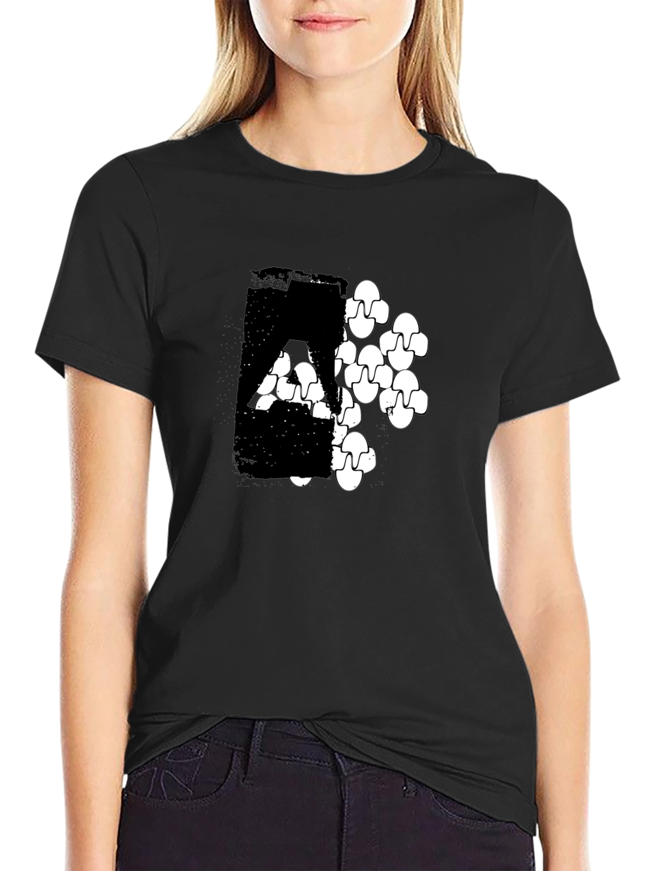 Modern Graphic Print Black T-Shirt