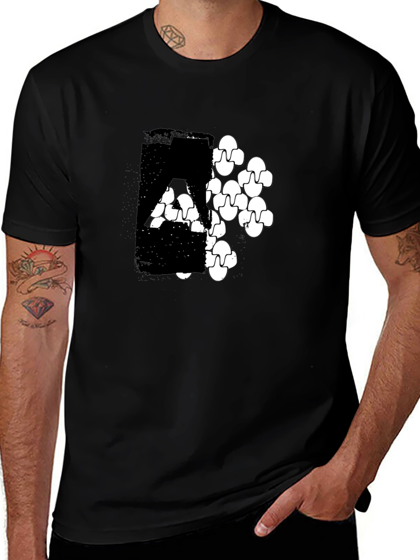 Modern Graphic Print Black T-Shirt