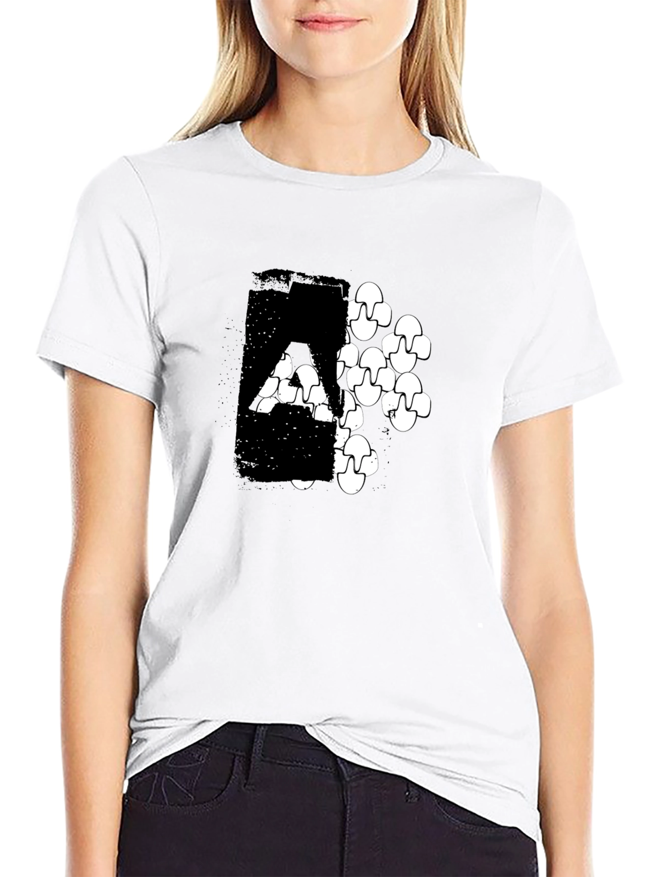 Modern Graphic Print Black T-Shirt